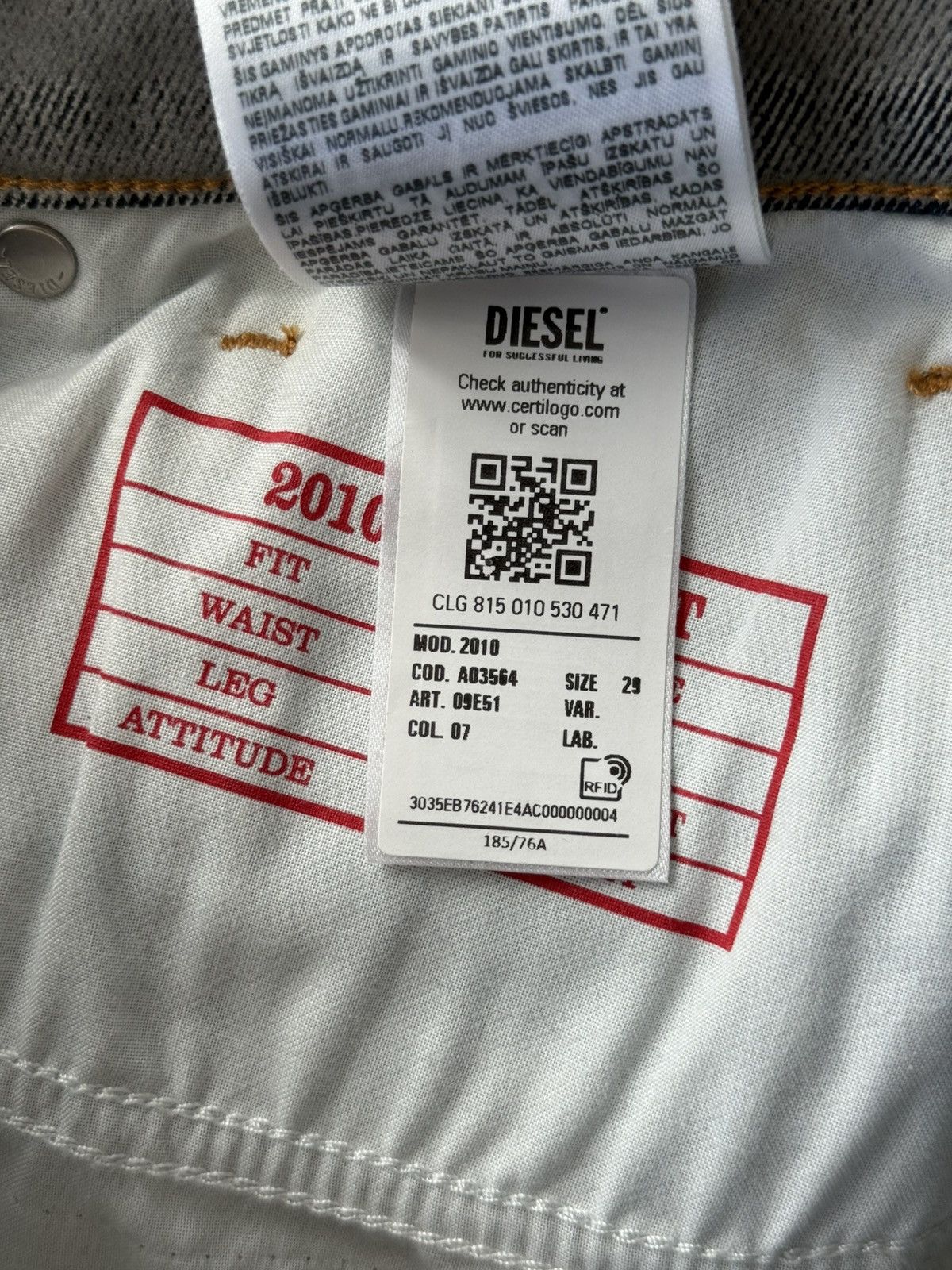 Diesel Diesel by Glen Martens 2010 L trompe l'oeil Jeans Size US 29 - 8 Thumbnail