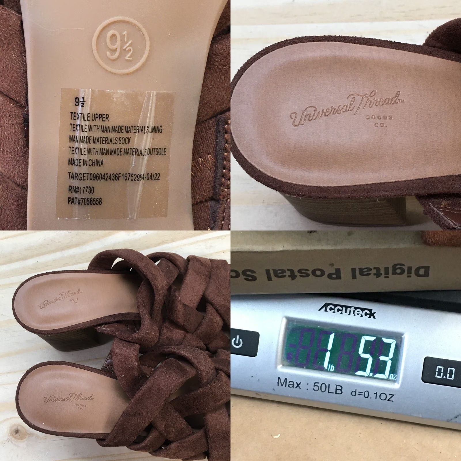 Vintage Universal Thread Sandals Womens 9.5 Slides Brown Block Heels Open Toe Casual Shoes Size US 10 / IT 40 - 9 Thumbnail