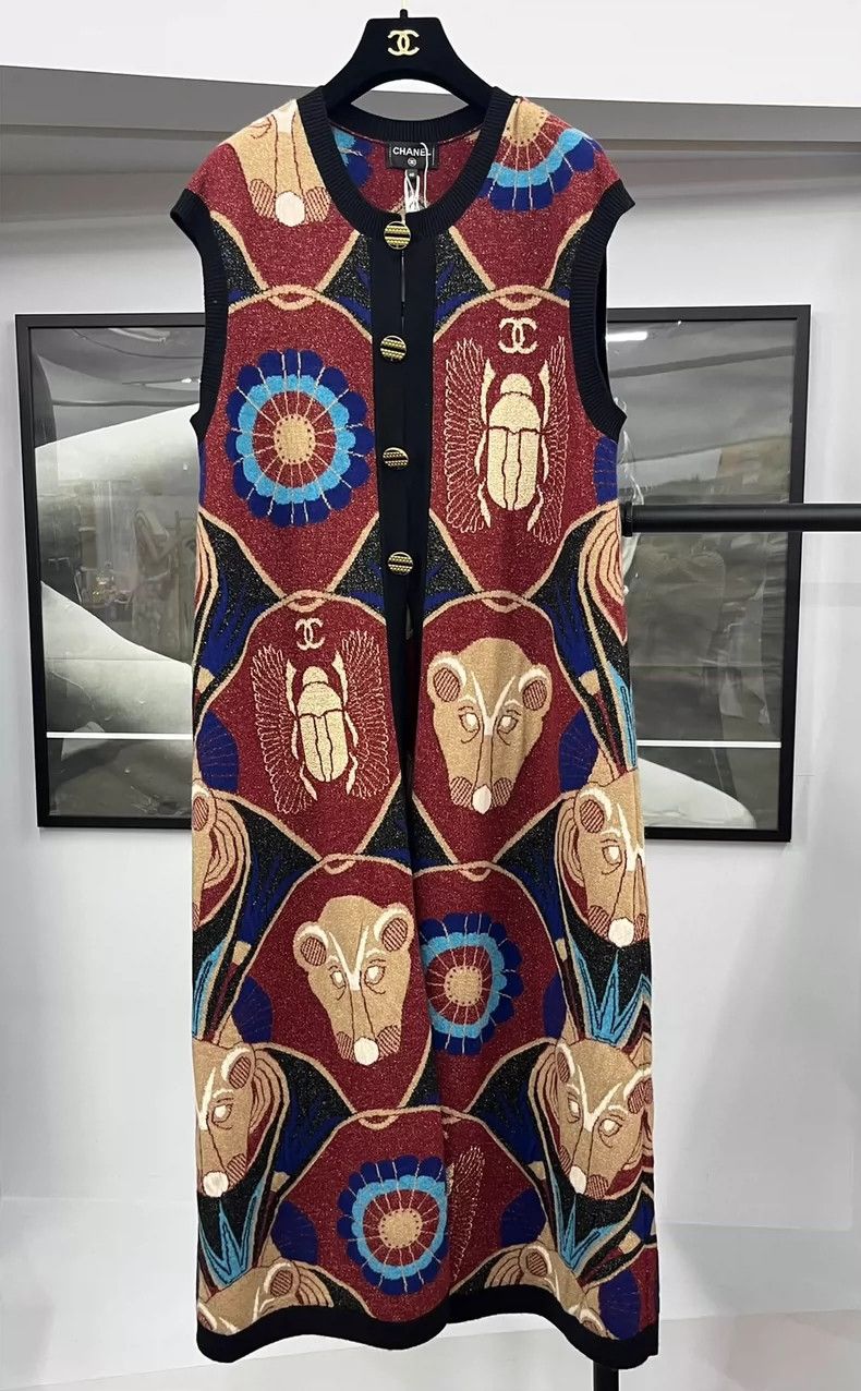 Chanel Chanel Egyptian series beetle printed cashmere long vest Size S / US 4 / IT 40 - 1 Thumbnail