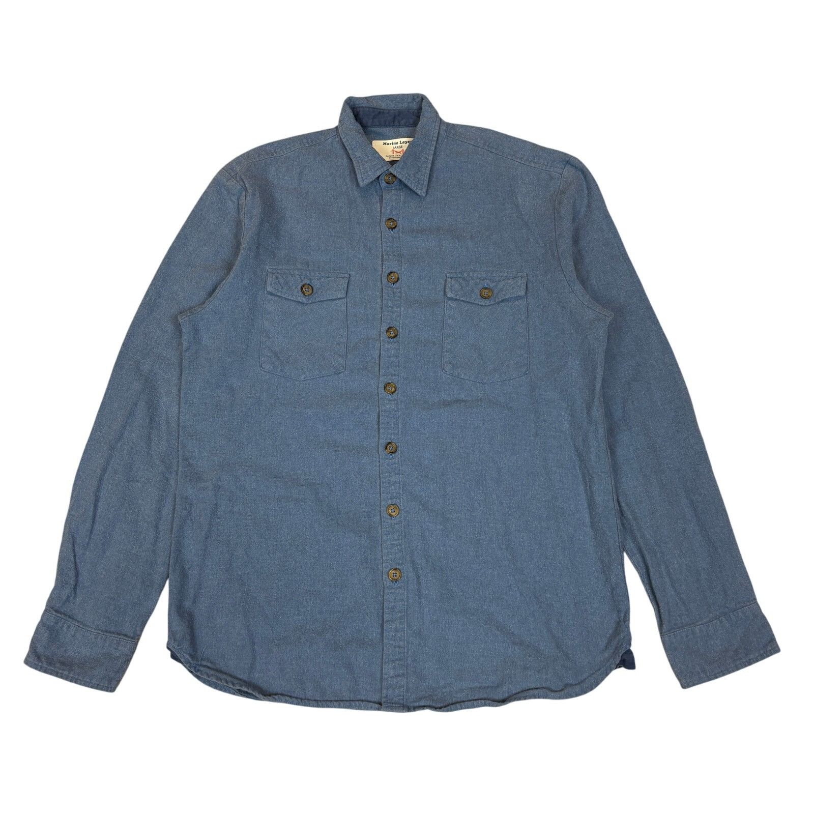 Marine Layer Marine Layer Soft Cotton Two Pocket Button Up Shirt Men's L Size US L / EU 52-54 / 3 - 1 Thumbnail