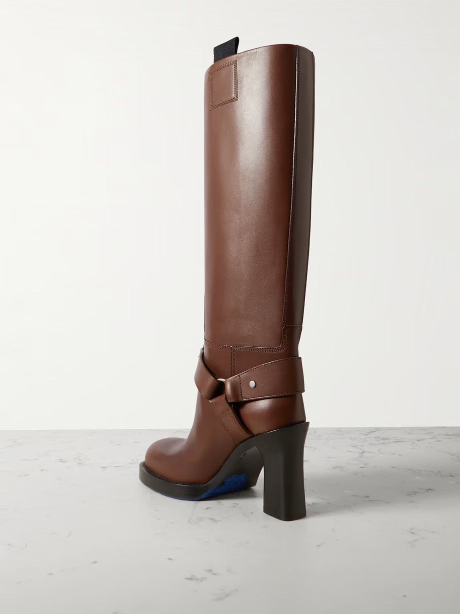 o1w1db10125 Leather Stirrup High Boots in Dark Brown