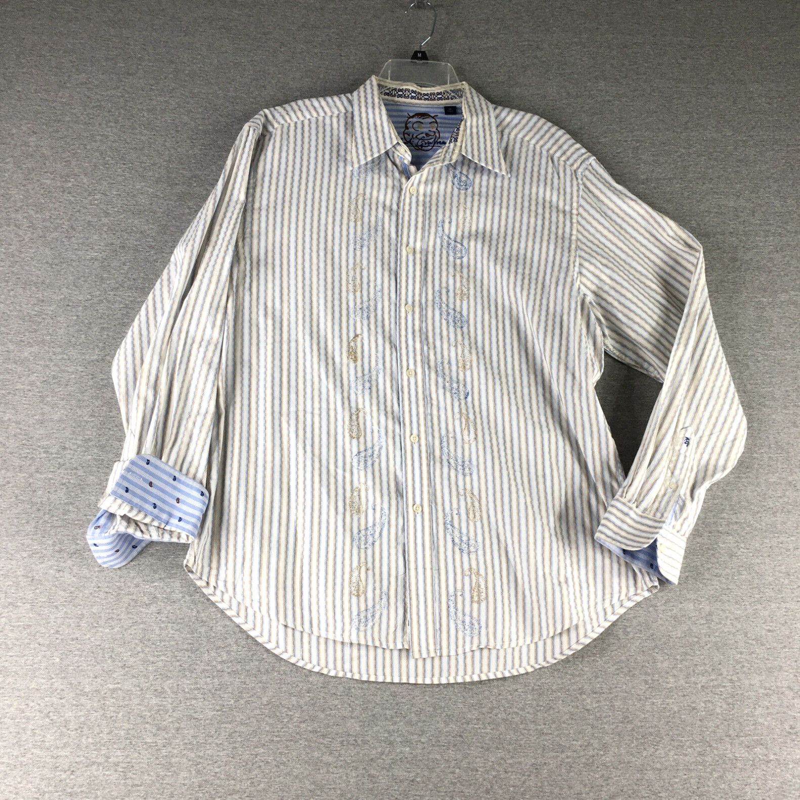 Robert discount Graham Button Up Shirt XL Blue White Striped Tailored Fit Flip Cuff