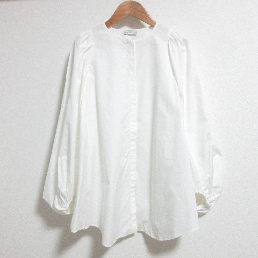 Other Other STRASBURGO Hidden Button Puff Sleeve Blouse Cotton Tops DUTY FREE for USA Size ONE SIZE - 1 Thumbnail