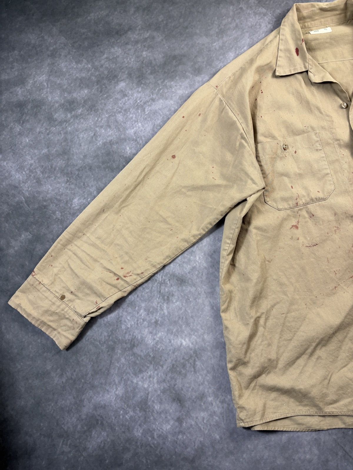 Vintage Vintage Work Shirt Blood Splatter Thrashed CP Rail Moleskin Size US XL / EU 56 / 4 - 10 Thumbnail