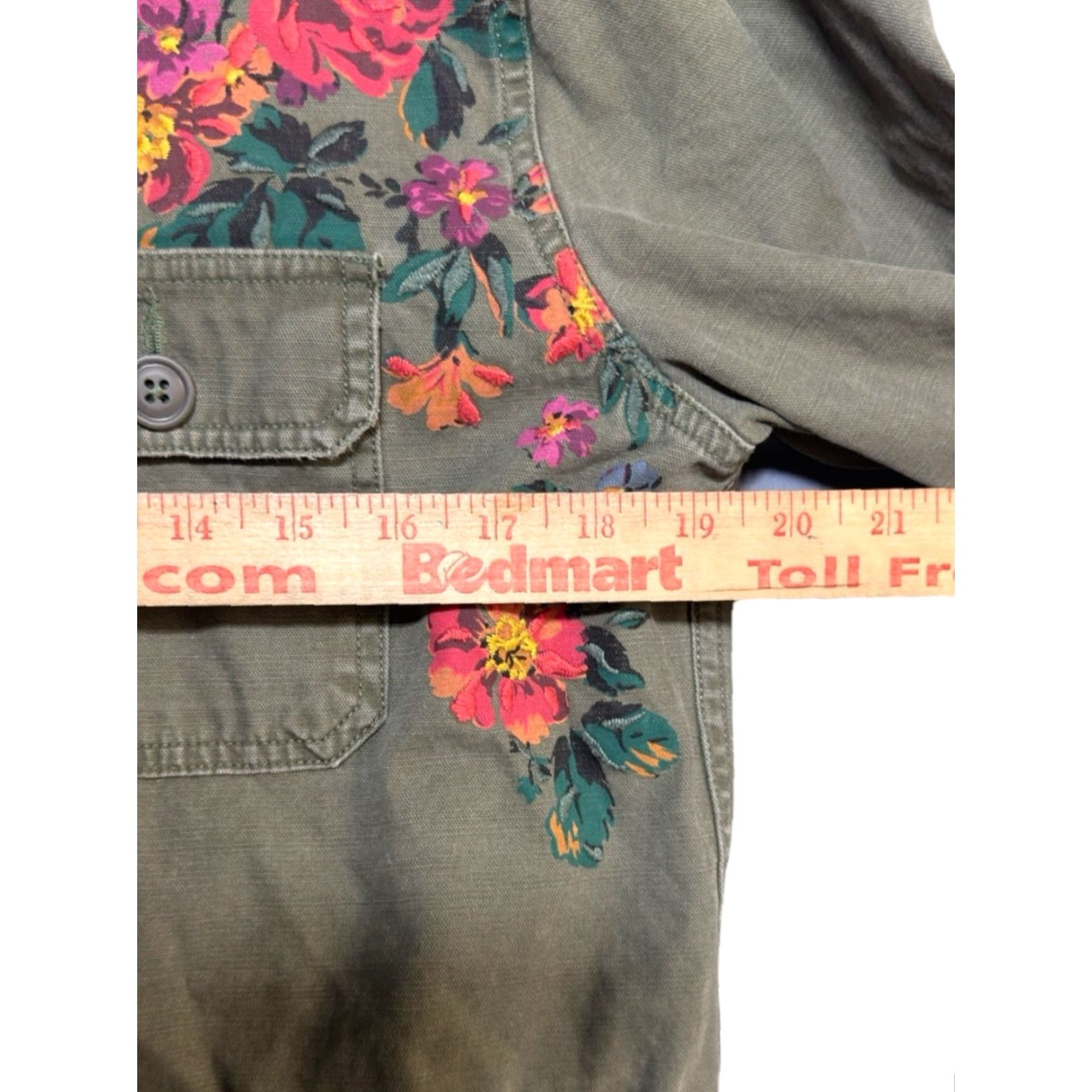 Abercrombie & Fitch Abercrombie & Fitch Shirt Women's Button-Up Green Floral Military Long Sleeve Small S Collared Cotton Button-Up Shirt Size S / US 4 / IT 40 - 4 Thumbnail