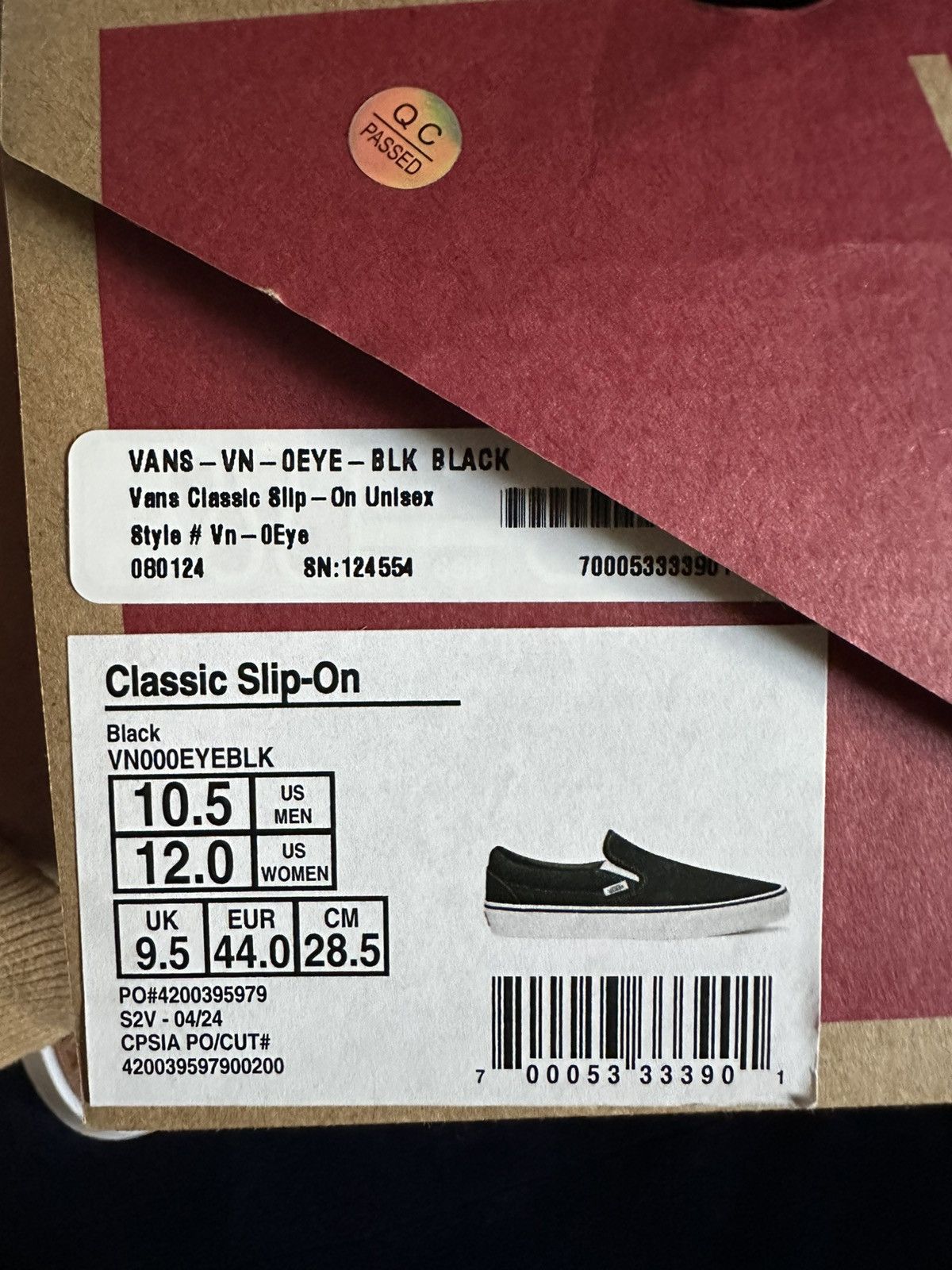 Vans Classic Slip On Black Size US 10.5 / EU 43-44 - 5 Thumbnail