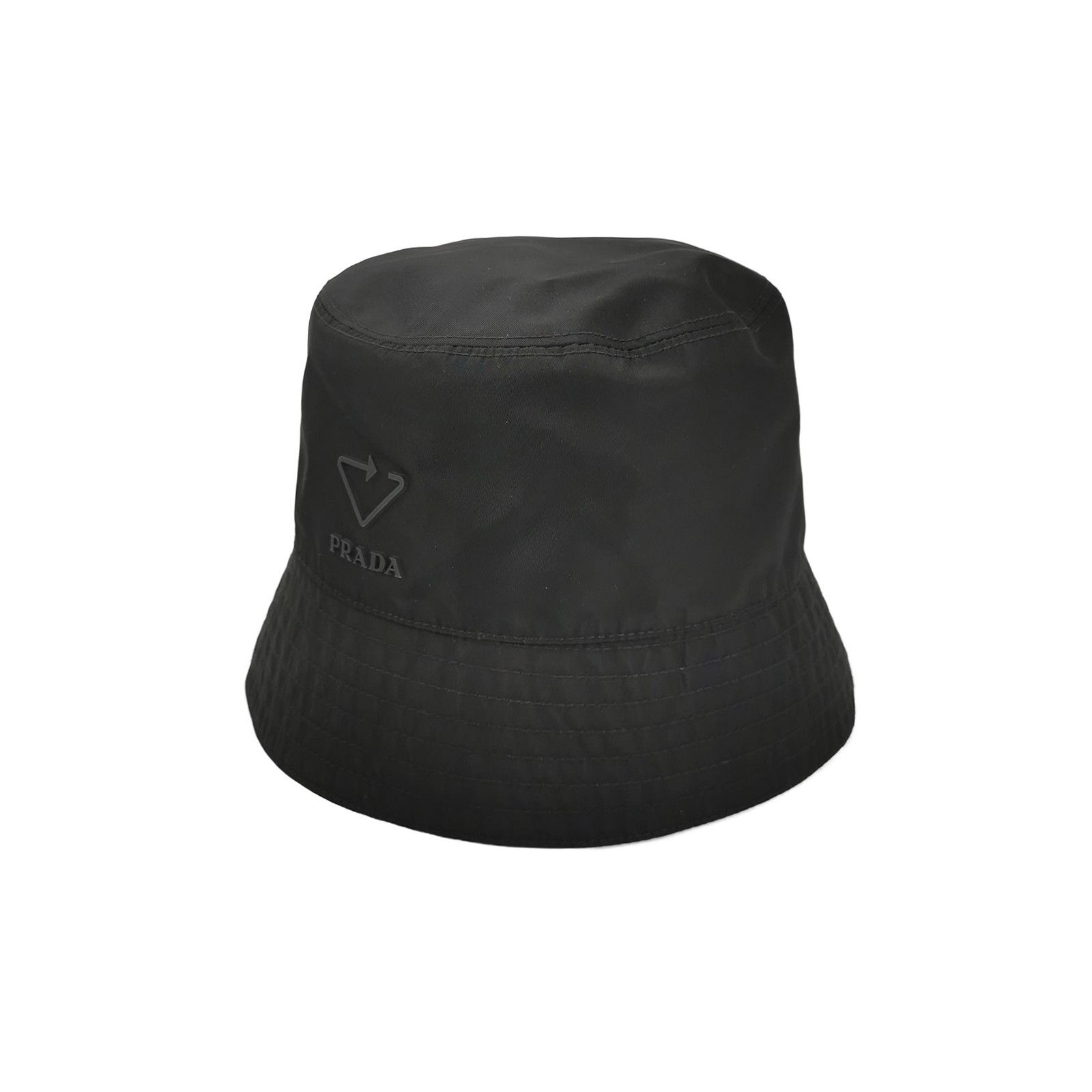 Prada Black Nylon Bucket Hat with Logo Plaque Prada Black Nylon Logo Bucket Hat with Metal Plaque main image 2