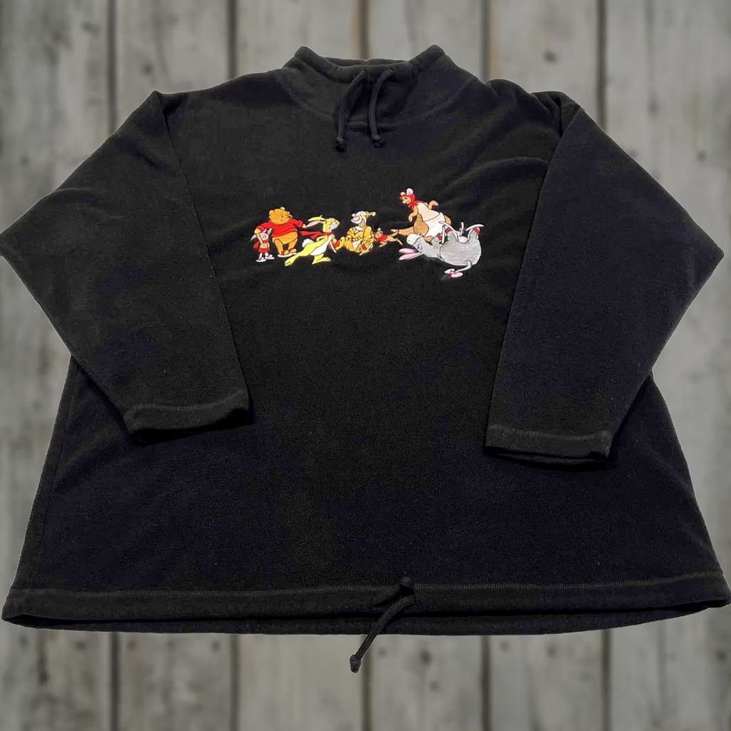 Mickey & Co. Winnie The Pooh Gang Ice Skating Pullover Fleece Black Cowl Collar Size M Womens Sweatshirt Size M / US 6-8 / IT 42-44 - 1 Thumbnail