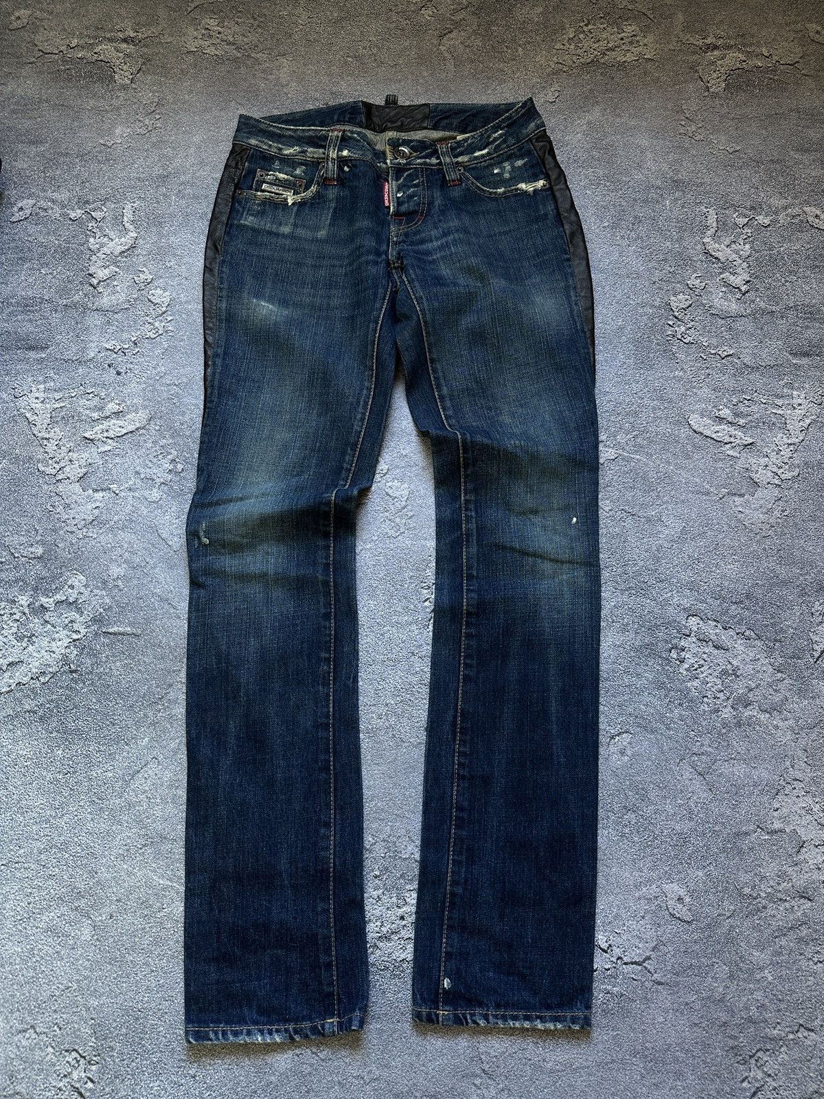 Dsquared2 Vtg Dsquared2 Distressed Leather Inserts Denim Size 38 IT Size 26" / US 2 / IT 38 - 1 Thumbnail