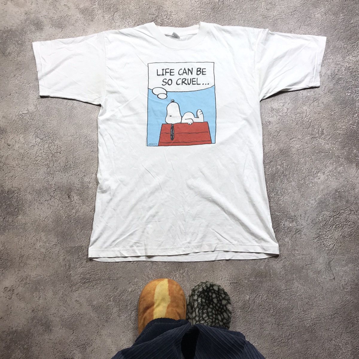 Vintage Vintage 90s Snoopy Graphic Tee Life Can Be Cruel Y2K XXL Size US XXL / EU 58 / 5 - 1 Thumbnail