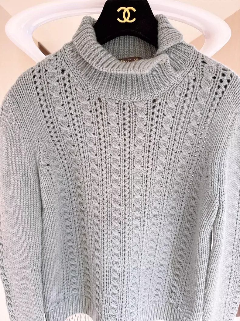 Loro Piana LORO PIANA Baby cashmere hollow crochet sweater Size L / US 10 / IT 46 - 2 Thumbnail