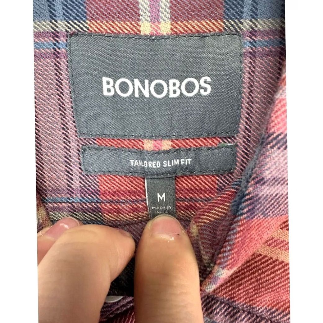 Bonobos Bonobos Shirt Adult Medium Red Plaid Tailored Slim Fit Button Up 100% Cotton Men Size US M / EU 48-50 / 2 - 4 Thumbnail