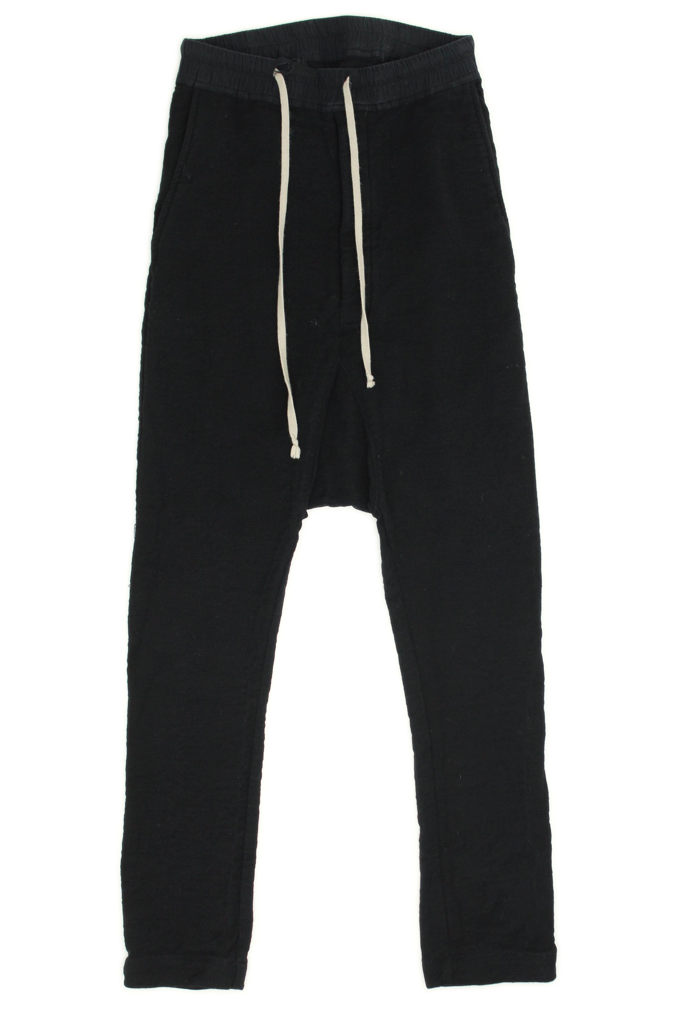 image of Rick Owens Fw 14 Moody Wool Viscose Drop Crotch Elastic Waist Pants in Black, Men's (Size 30)