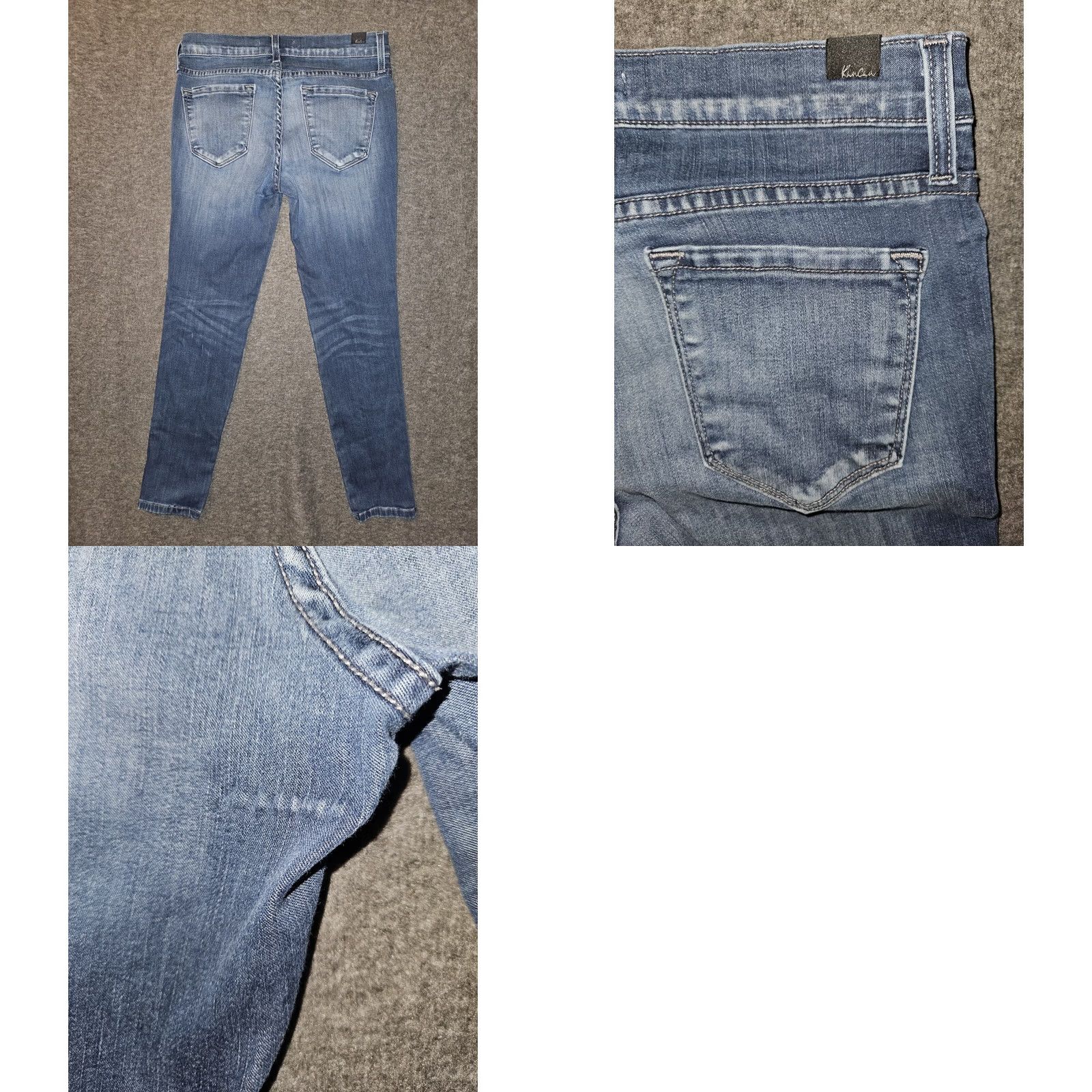 Vintage Kancan Jeans Juniors 27 Low Rise Cropped Ankle Zip Blue Denim Stretch City Preppy Logo Pockets 25 Inseam Wool? (Correction: remove) Size 27" / US 4 / IT 40 - 9 Thumbnail