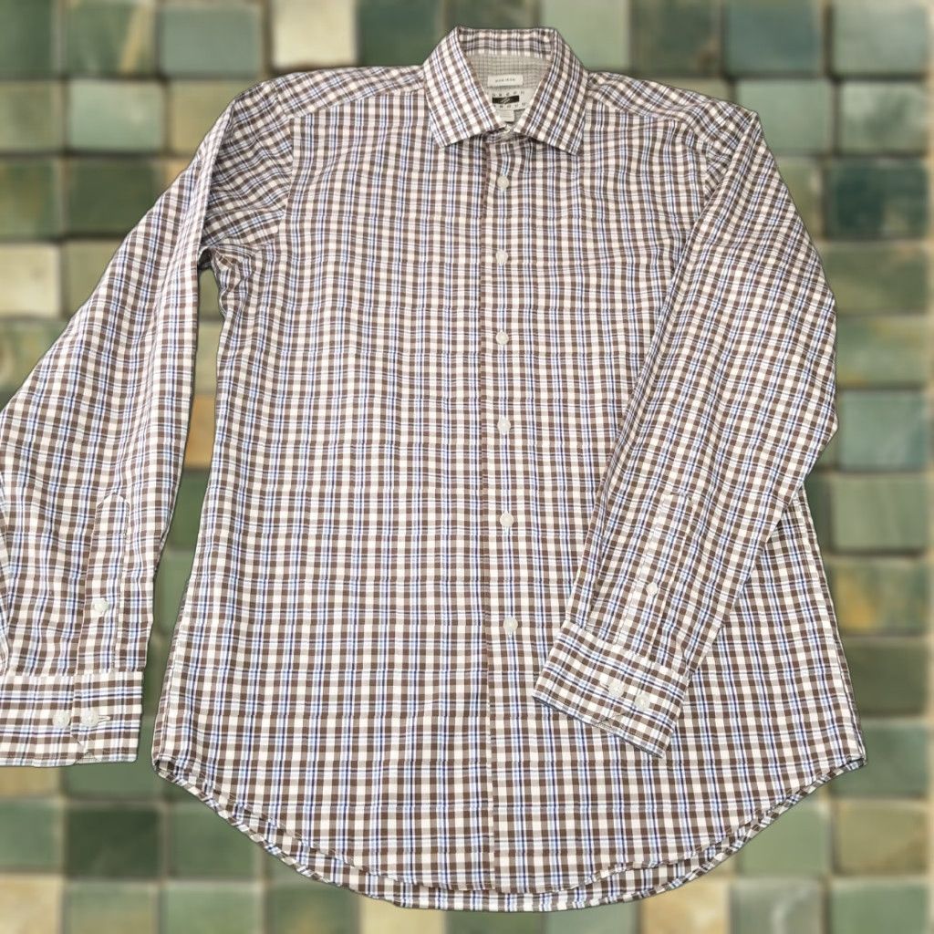 Joseph Abboud Joseph Abboud Shirt Mens Medium Brown Check Cotton Button Up Long Sleeve Casual Size US M / EU 48-50 / 2 - 1 Thumbnail
