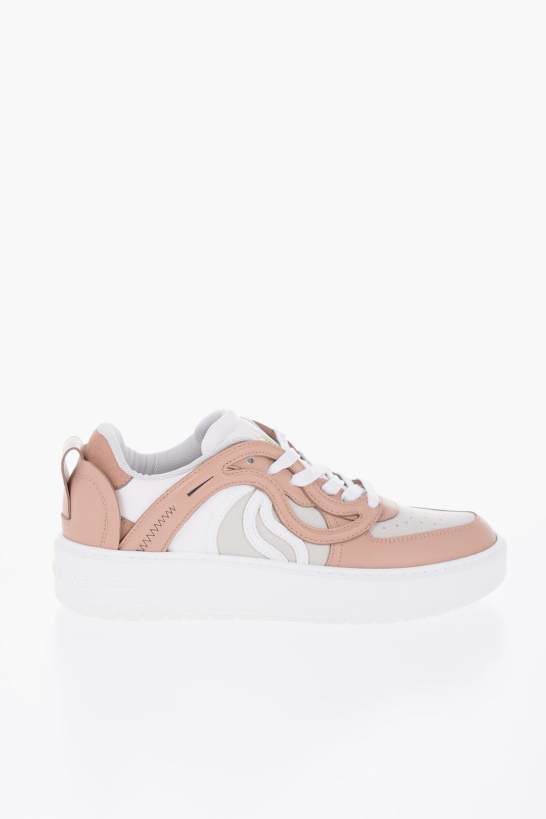Stella McCartney og1mm0824 Leather S-Wave Low-Top Sneakers in Pink & White Size US 7 / IT 37 - 1 Thumbnail