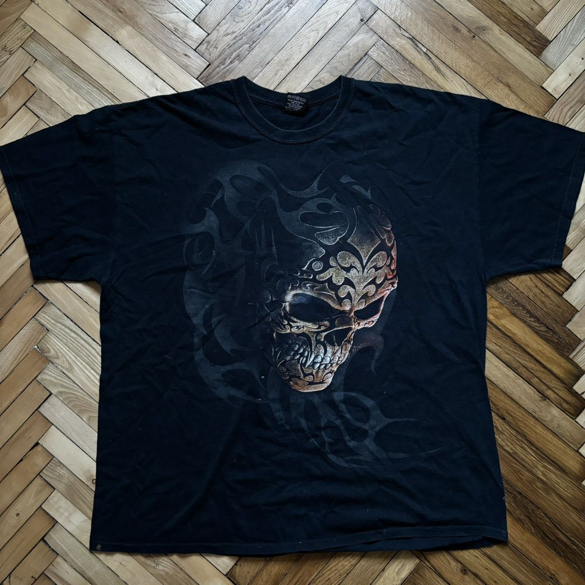 Vintage Tribal skull dead face Y2K punk T-shirt