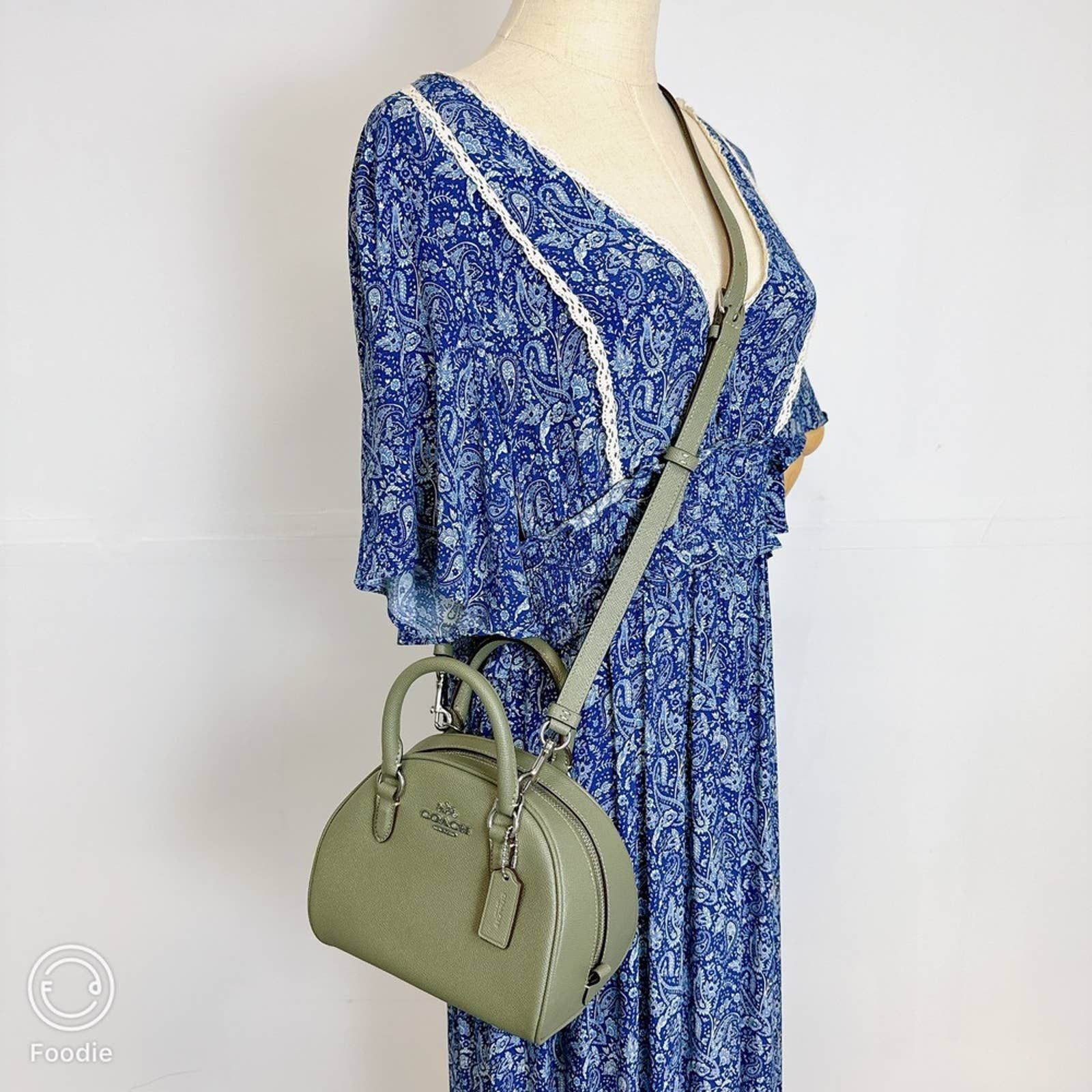image of Coach Ca202 Sydney Satchel In Dark Sage in Green, Women's