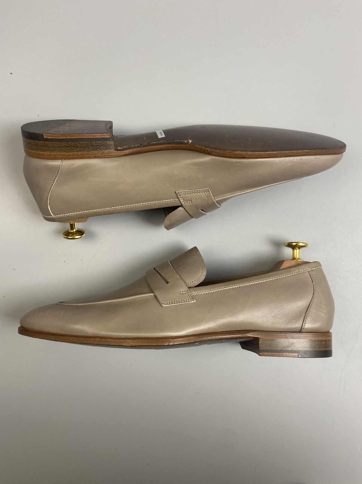Kiton Kiton Clay Gray Leather Loafers Size US 7 / EU 40 - 7 Thumbnail