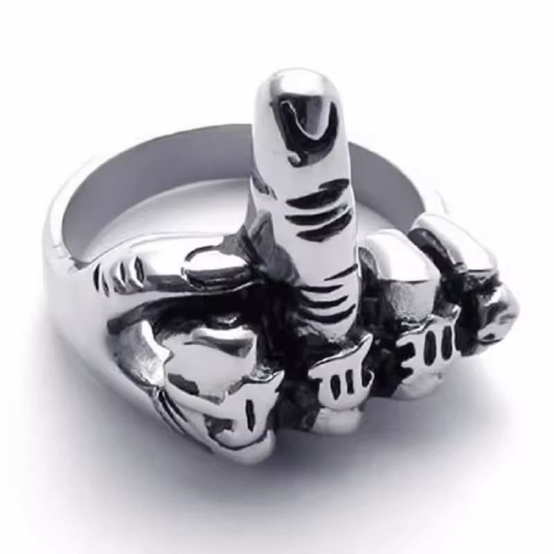 Jewelry × Vintage Fuck Off Middle Finger Ring Silver Punk Rock Jewelry Rings Size ONE SIZE - 1 Thumbnail