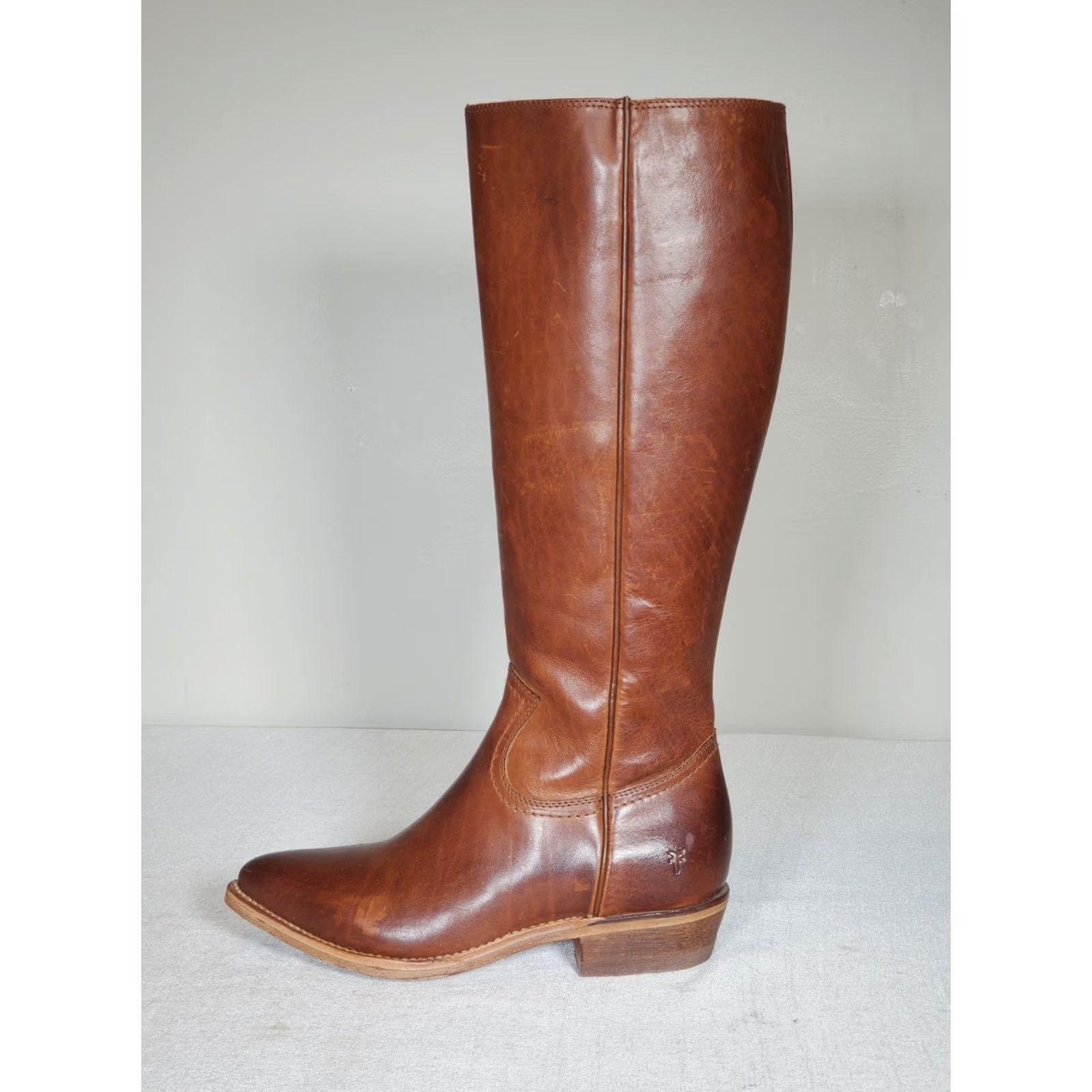 Frye VINTAGE FRYE Billy Inside Zip Tall Cowboy Boots Caramel Brown Leather 70810 Women's US 7.5 B Boots Mens Size US 8 / IT 38 - 5 Thumbnail