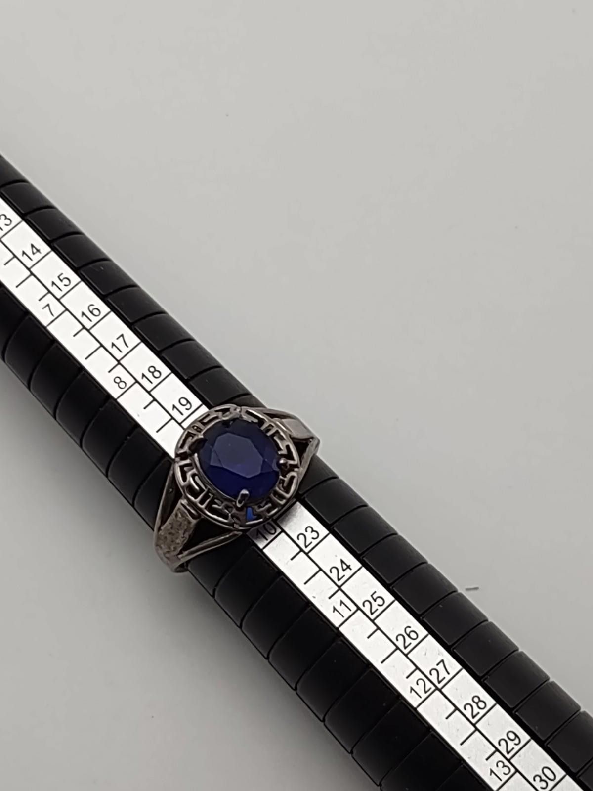 The Unbranded Brand Vintage Sterling Silver Greek Key Meander Ring Blue 9.5 Size ONE SIZE - 3 Thumbnail