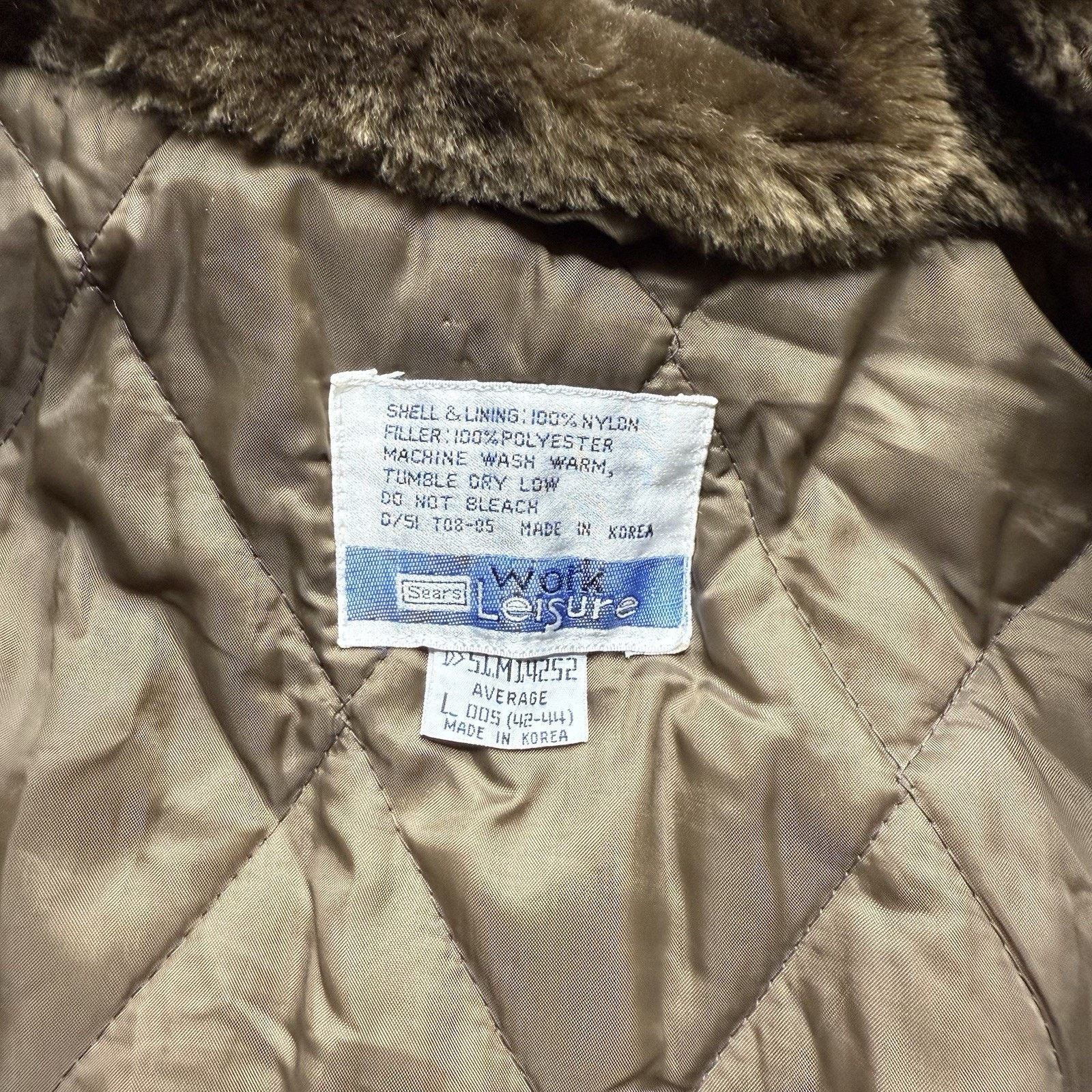 Sears Vtg Sears Work Bomber Flight Jacket Brown Faux Fur Collar Size US L / EU 52-54 / 3 - 6 Thumbnail