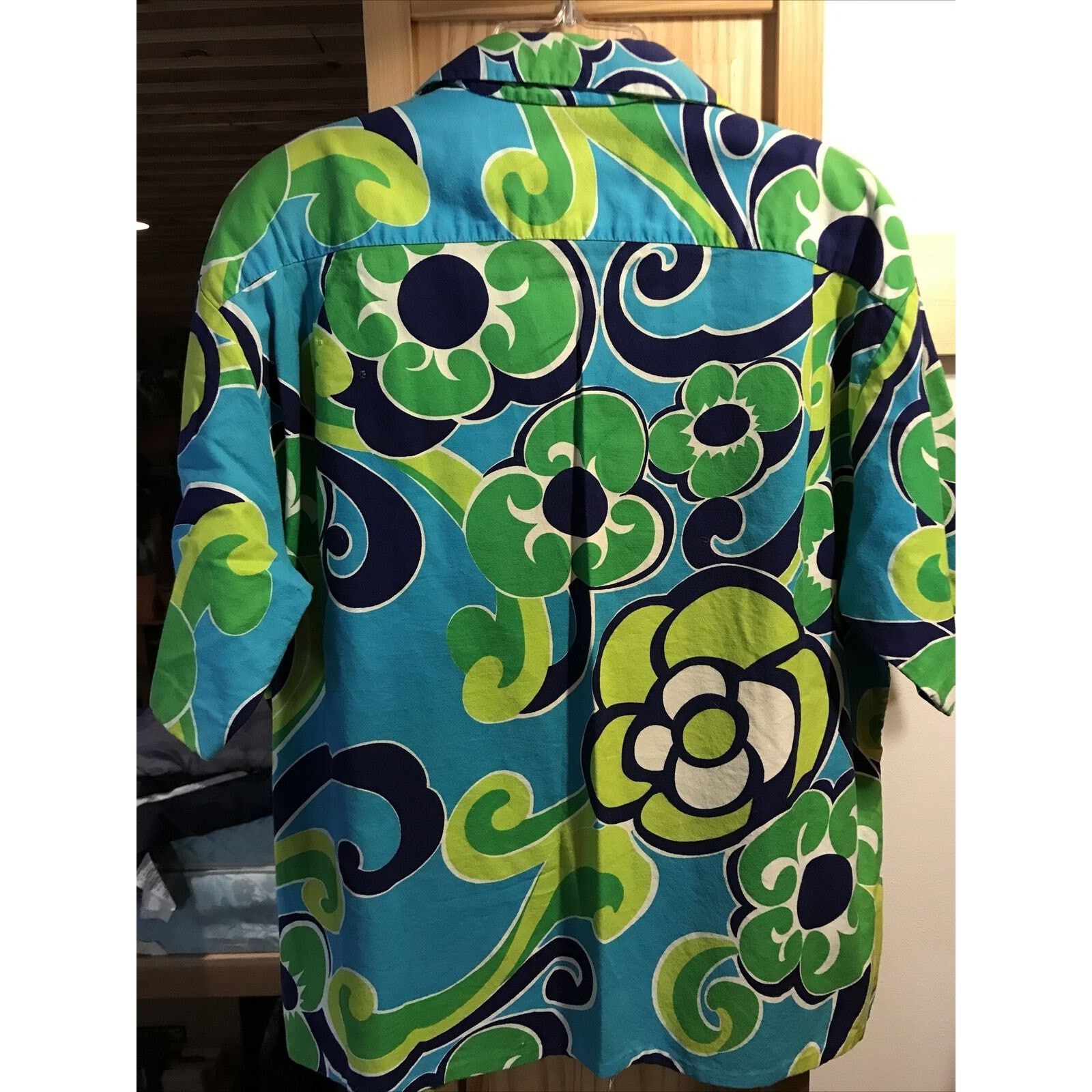 Other Vintage Men’s L Blue Green Floral Hawaiian Shirt SS Button Size US L / EU 52-54 / 3 - 9 Thumbnail