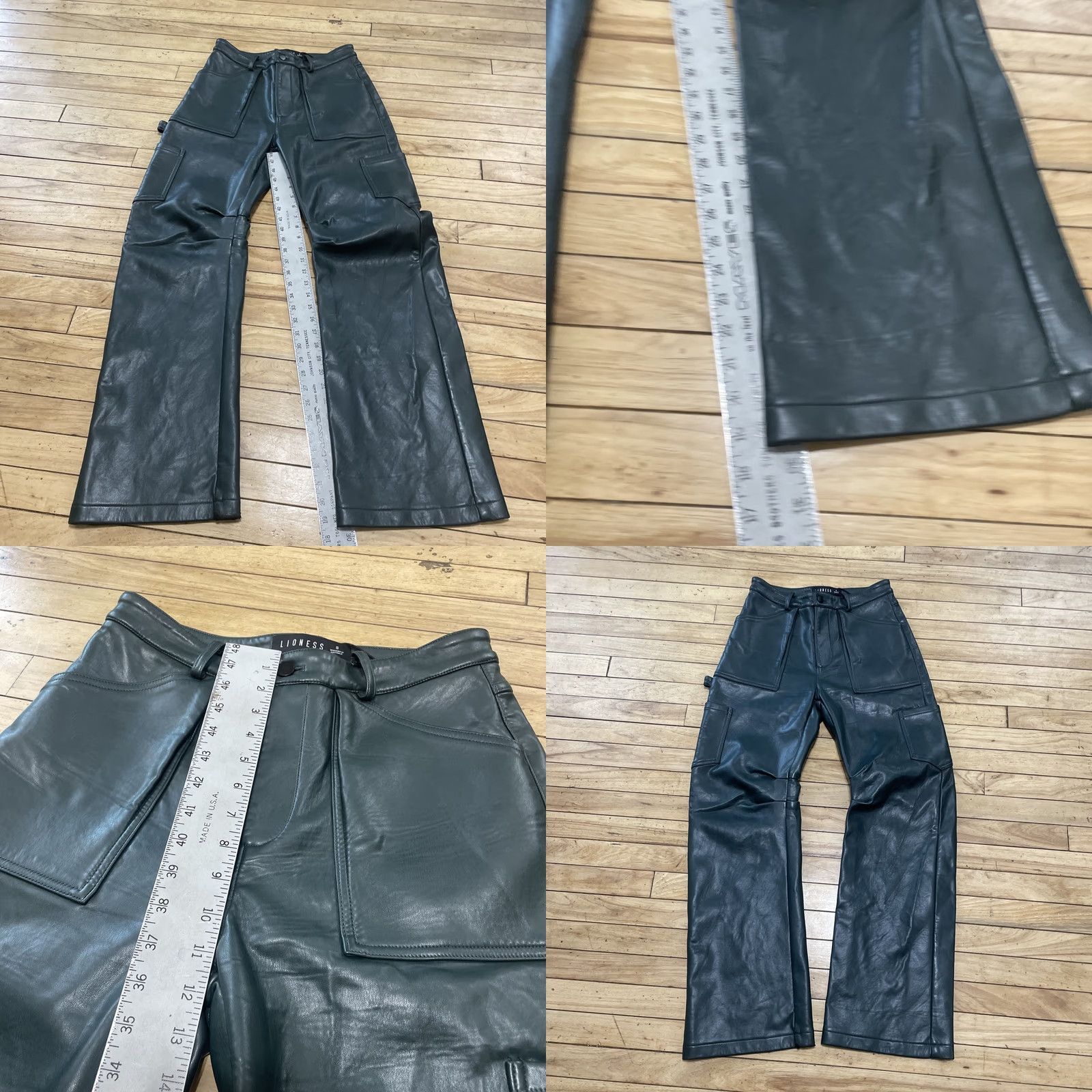 Lioness Lioness Cargo Pants Women S Army Green Faux Leather Carpenter Pocket Barrel Leg Leather Pants Streetwear Size 28" / US 6 / IT 42 - 9 Thumbnail