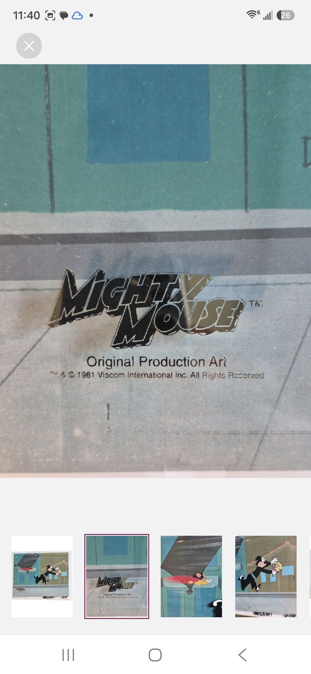 Other Vintage 1981 Mighty Mouse Production Cel Filmation Size ONE SIZE - 2 Thumbnail