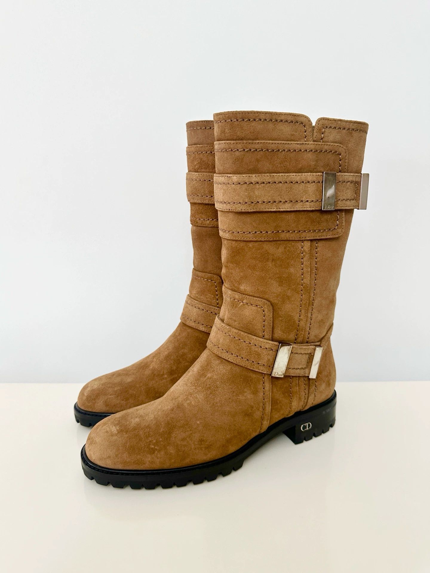 Dior Dior CD suede mid-calf boots women's caramel khaki Size US 6 / IT 36 - 1 Thumbnail
