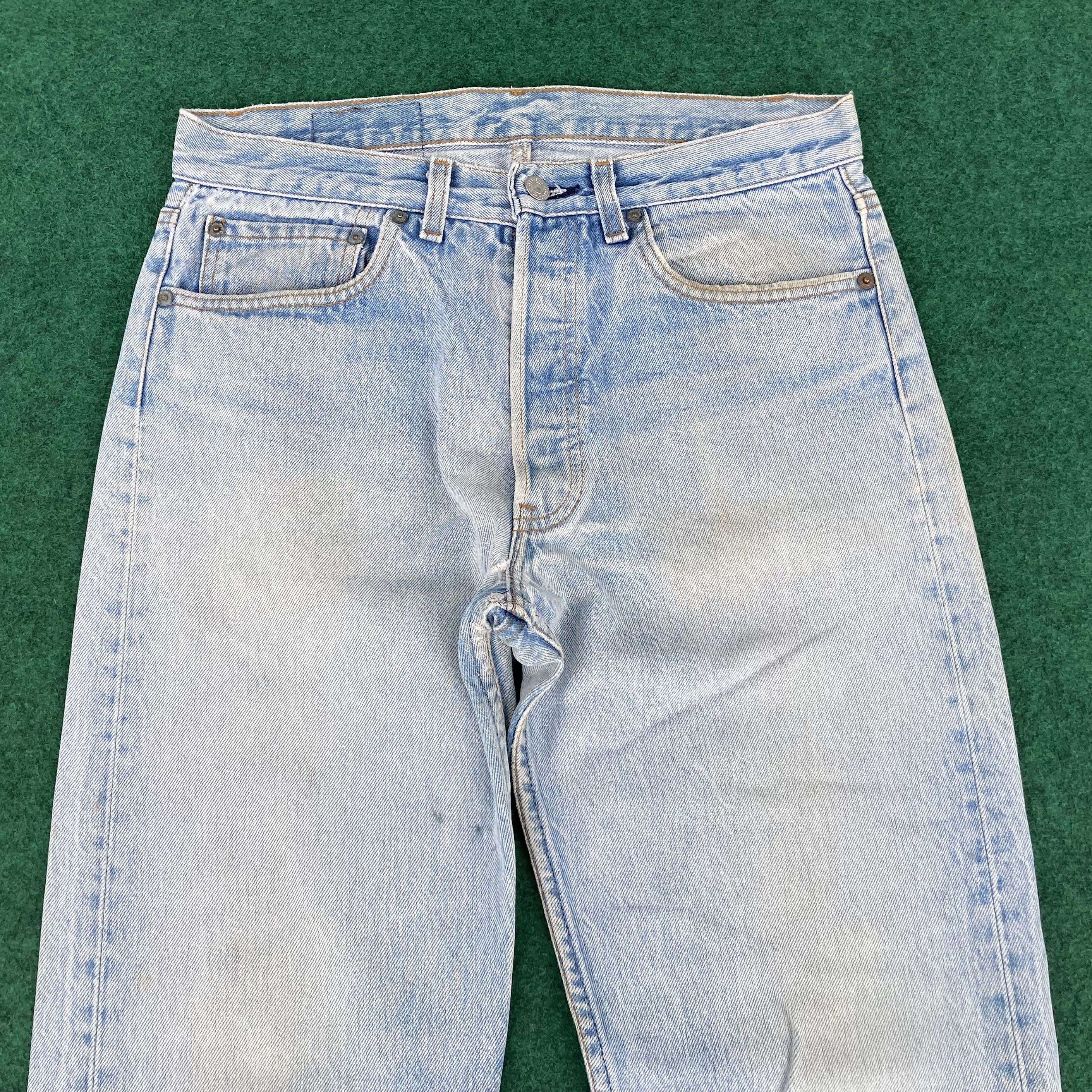 Levi's × Vintage Vtg Levis 501 Distressed Ripped Light Blue Dirty Jeans Size US 31 - 3 Thumbnail