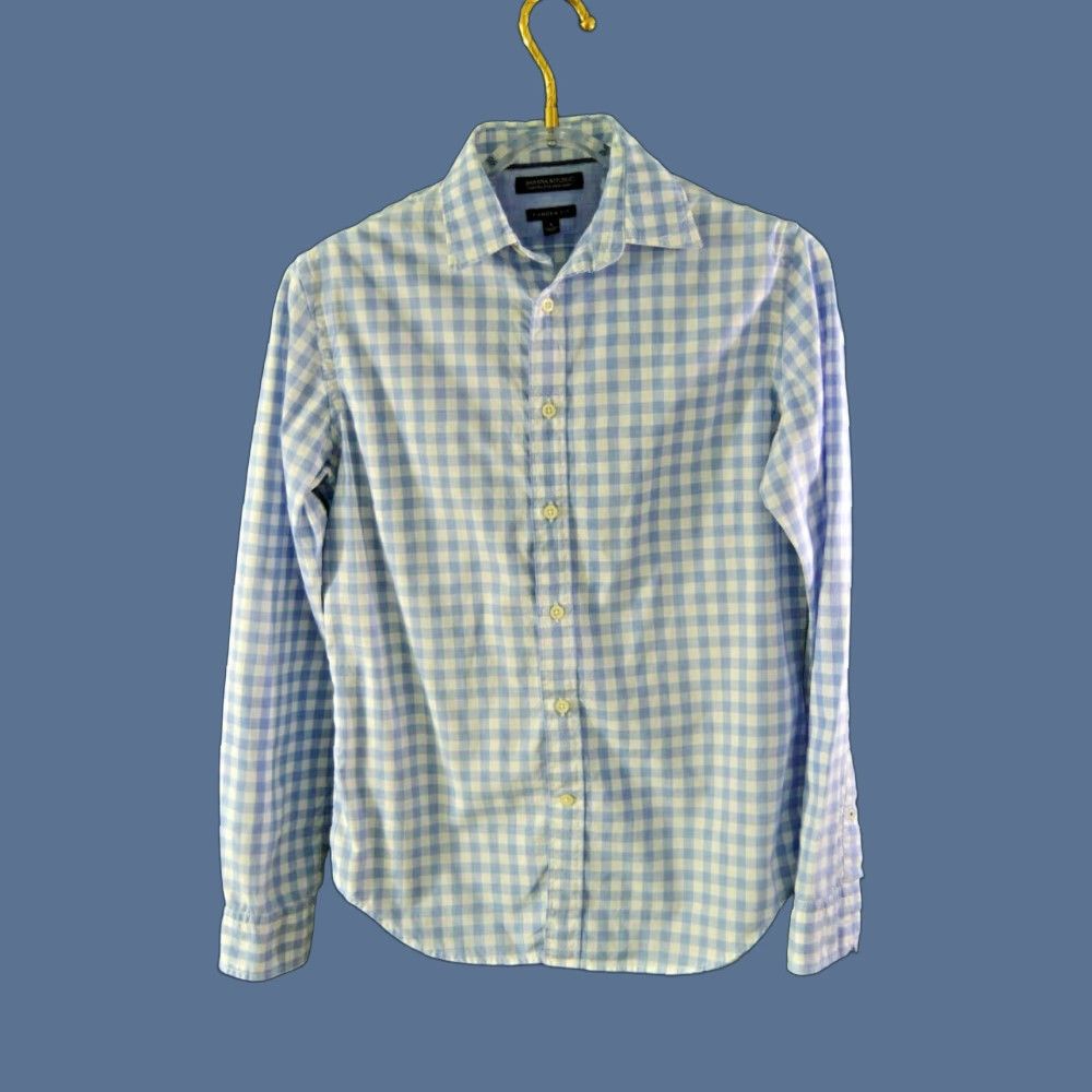Banana Republic Banana Republic Shirt Men Camden Fit Blue Check L/S Small Size US S / EU 44-46 / 1 - 1 Thumbnail