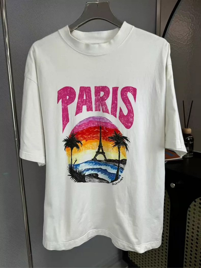 Balenciaga Balenciaga White Sunset Tower Short Sleeve Size US L / EU 52-54 / 3 - 1 Thumbnail