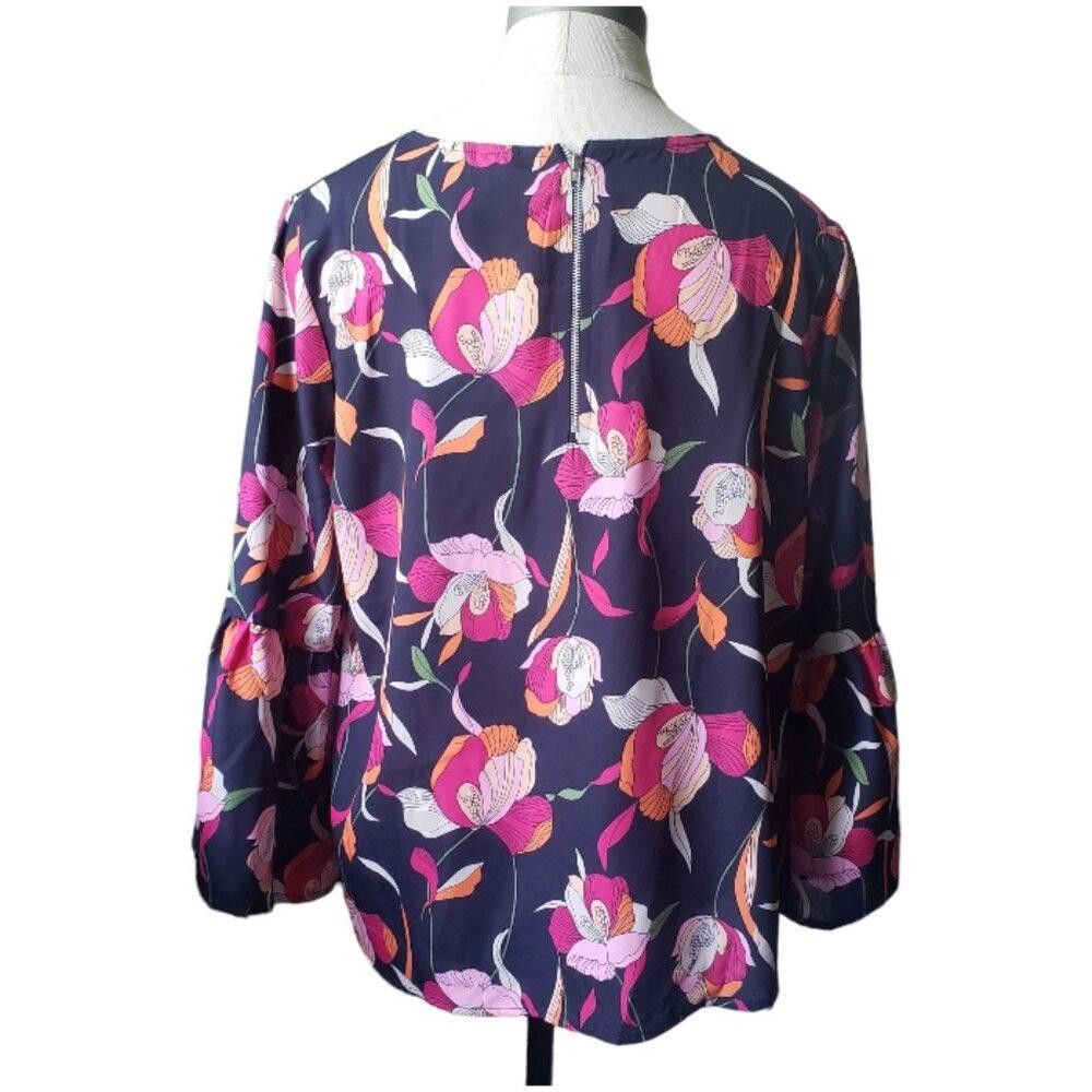 Worthington CT1637 W5 Ladies Floral Bell Sleeve Blouse M Size M / US 6-8 / IT 42-44 - 3 Thumbnail