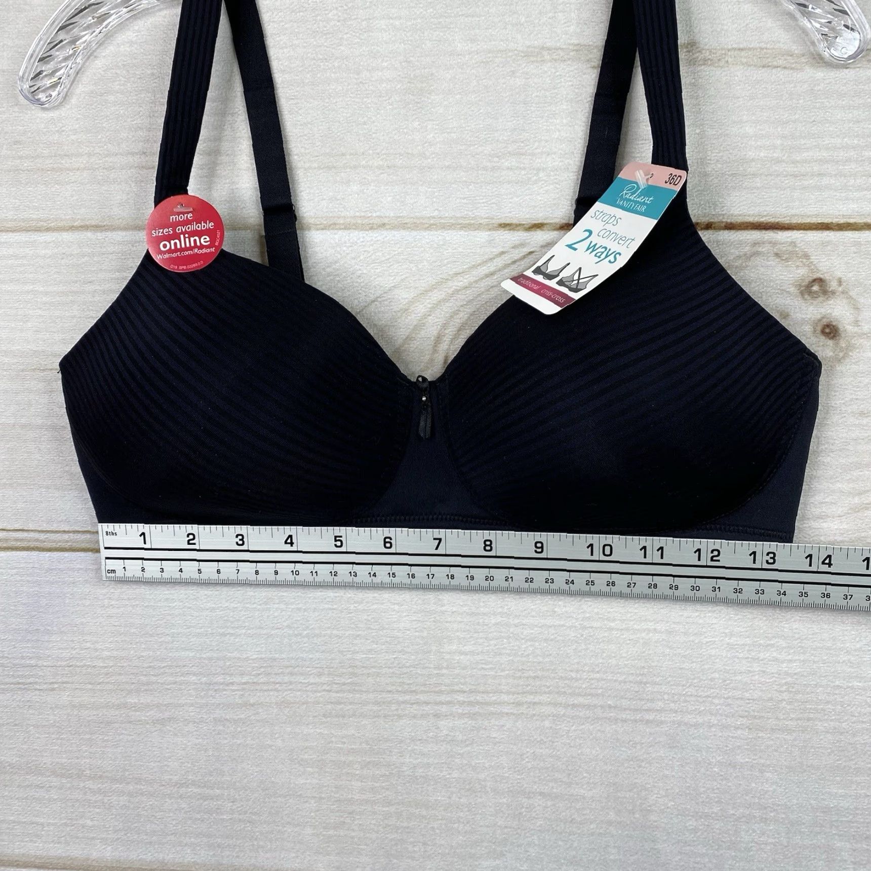 Vintage Radiant By Vanity Fair Bra 36D Black Striped Straps Convert 2 Ways NWT Size ONE SIZE - 3 Thumbnail