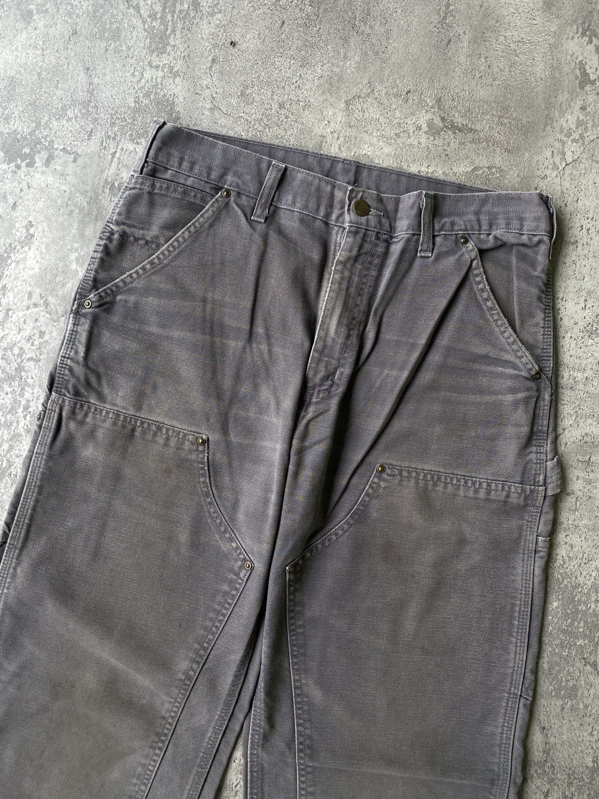 Carhartt × Vintage Vintage Carhartt Double Knee Pants B136 Cement Grey Size US 31 - 3 Thumbnail