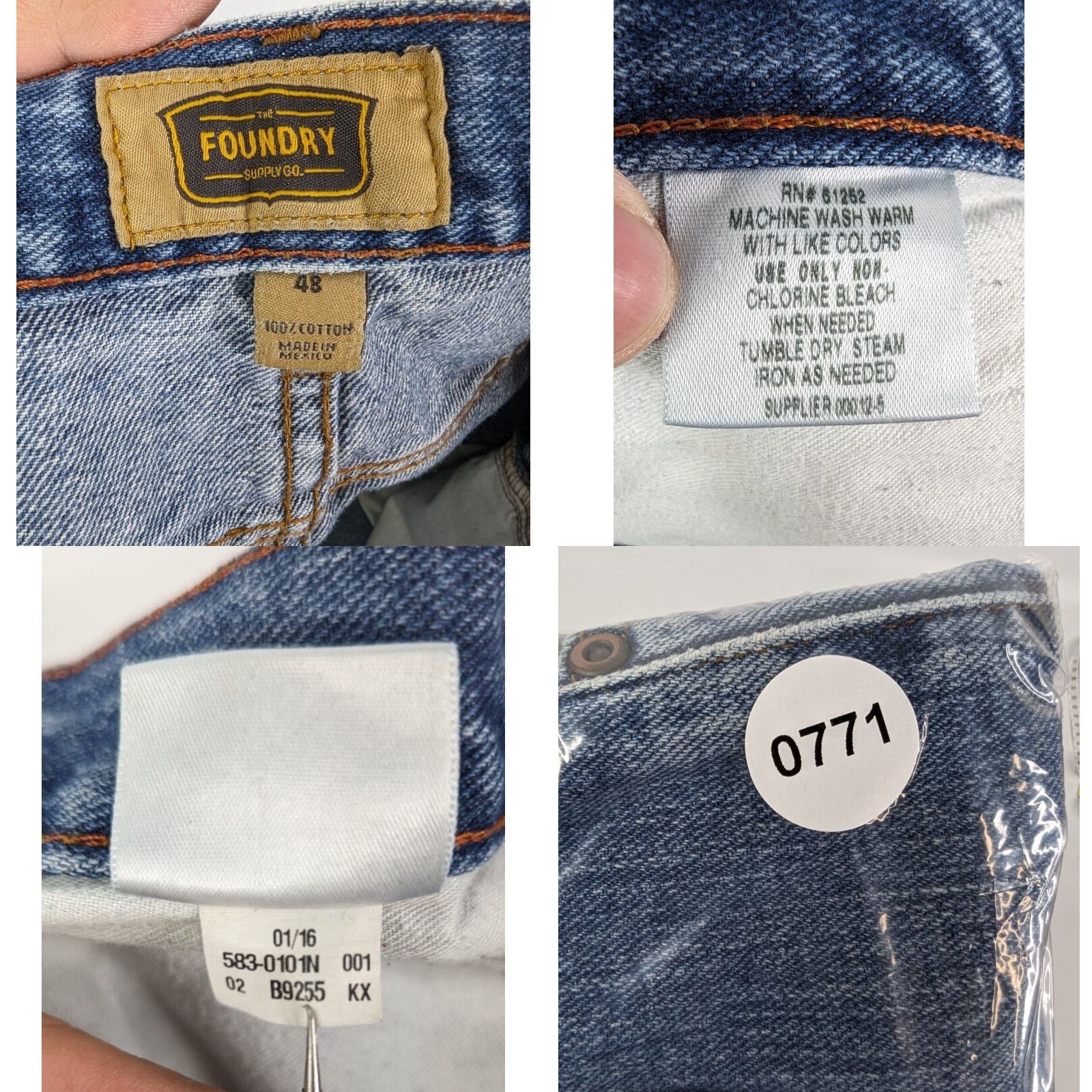 Vintage Foundry Mens Denim Shorts Blue 48 Cotton Straight Flat Front Pockets Logo Embroidered Button Casual Vintage No Size US 32 / EU 48 - 8 Thumbnail