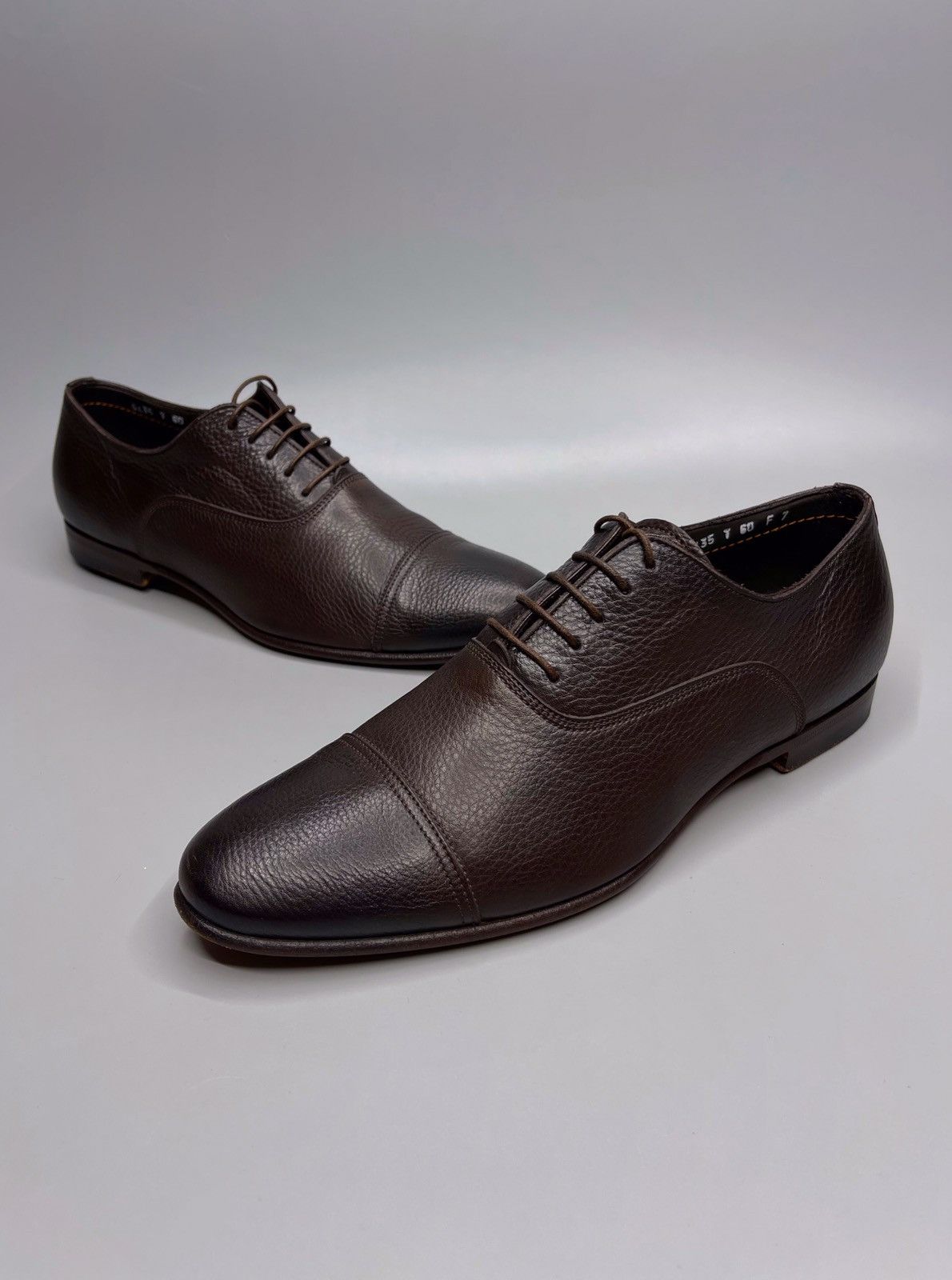 image of Santoni Cap Teo Oxford Leather Brown Shoes, Men's (Size 7)