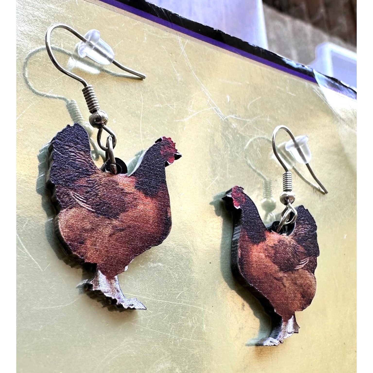 Handmade Rooster Earrings Chicken Farm Animal Eggs Pet New Hens Farme Size ONE SIZE - 9 Thumbnail