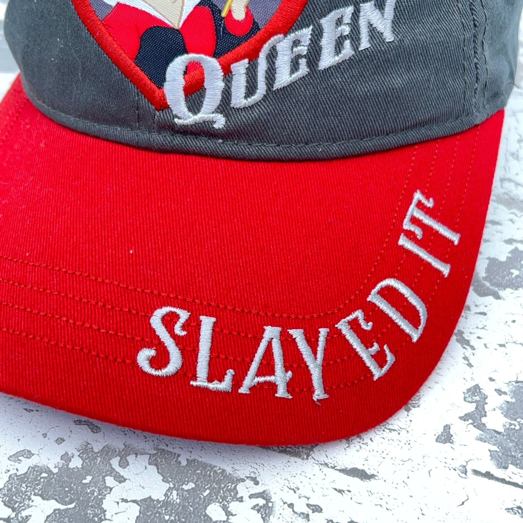 Disney Disney Hat Cap Strap Back Gray Red Alice In Wonderland Baseball Queen of Hearts Adult One Size Adjustable Men Men Green? Wait color gray. Size ONE SIZE - 4 Thumbnail