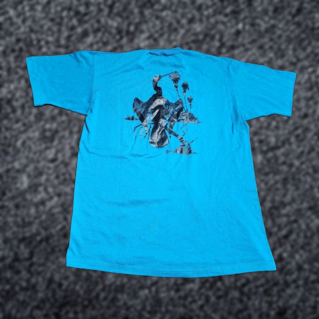 Jerzees VINTAGE Mens L Central FL Creek Inter-Tribal Pow Wow Native T Shirt 1980s Cotton Blend Graphic Tee Blue Unisex Size US L / EU 52-54 / 3 - 1 Thumbnail