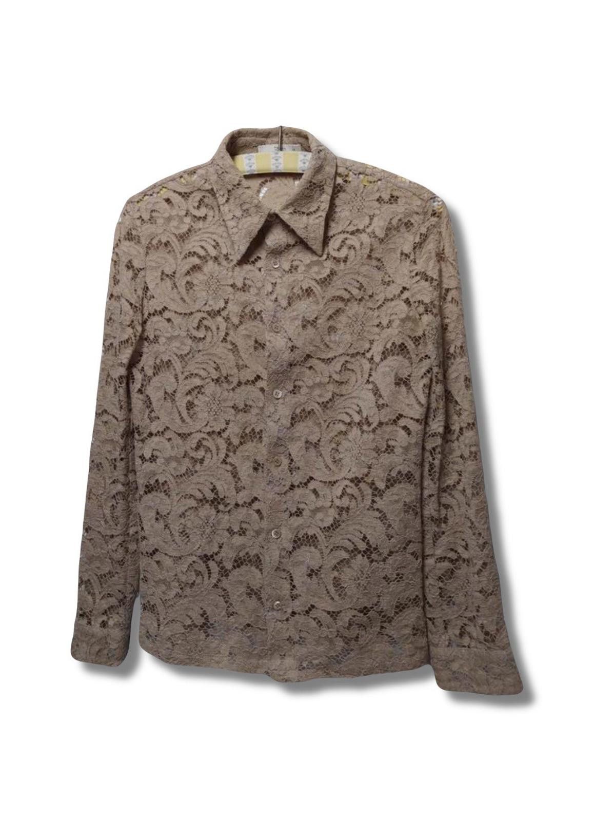 Prada FW 2008 Prada Runway Lace Pattern Long Sleeve Button-Up Top Size XS / US 0-2 / IT 36-38 - 2 Thumbnail