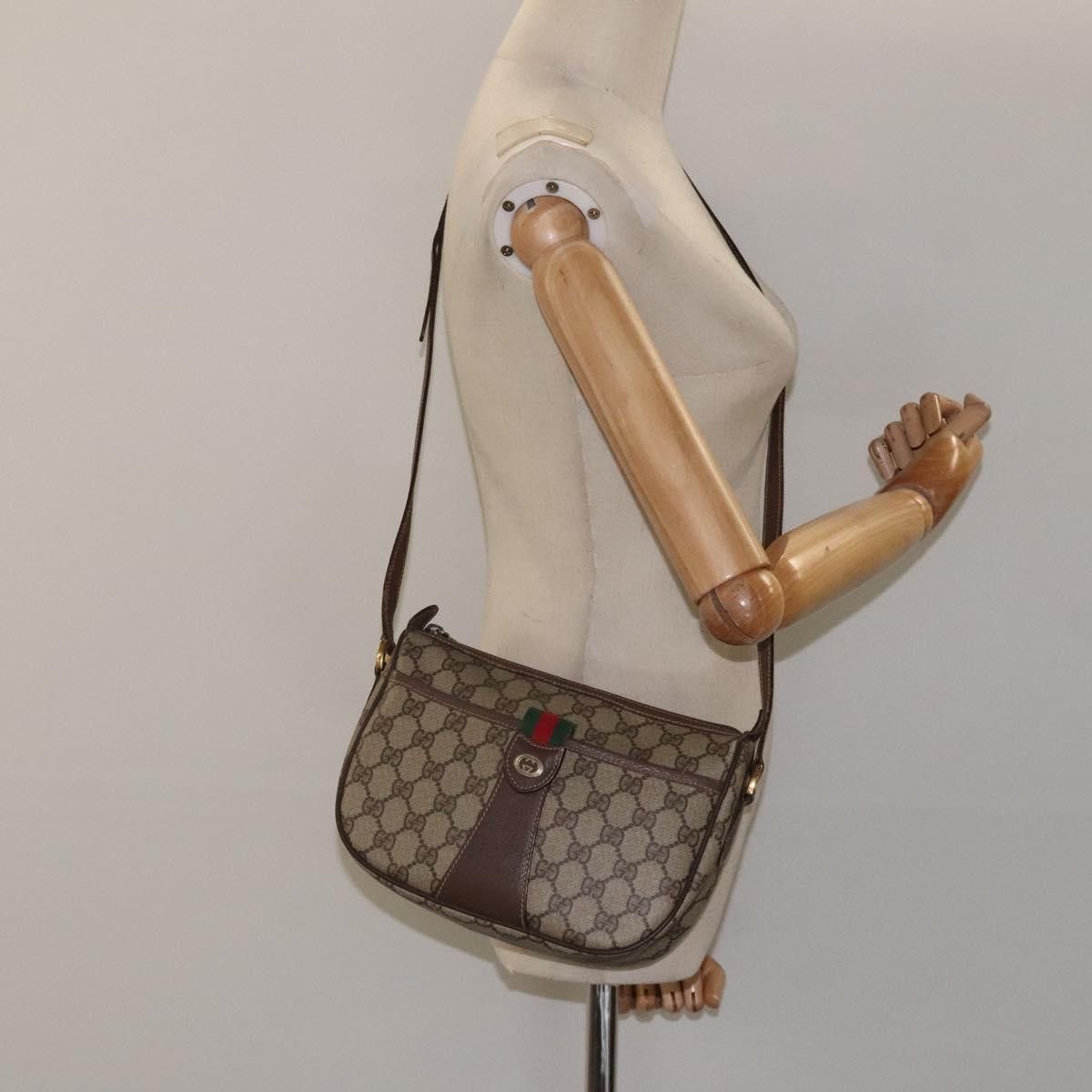 Gucci GUCCI GG Supreme Web Sherry Line Bag Pvc Beige Gold 89 02 Size ONE SIZE - 25 Thumbnail