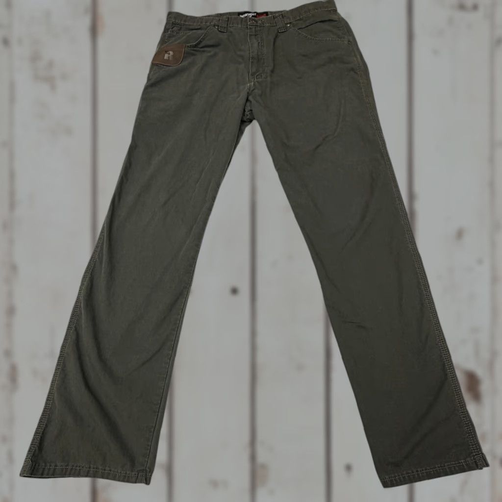 Wrangler Wrangler RIGGS Workwear Pants Mens 38x32 Green Carpenter Utility Ripstop Cotton Size US 38 / EU 54 - 1 Thumbnail