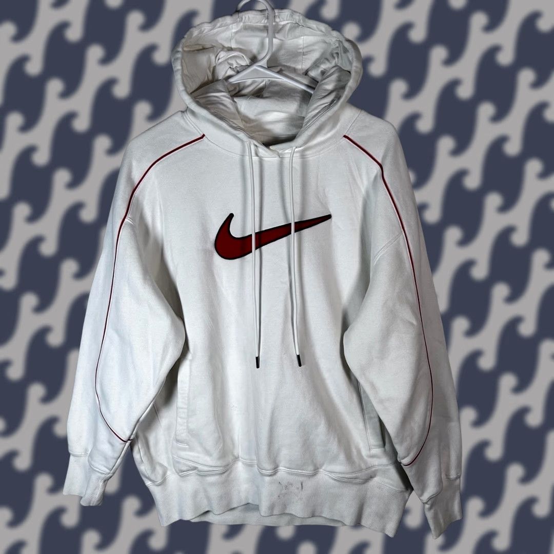 Nike Nike Center Swoosh Hoodie White Red Pullover Mens Size Small Size US S / EU 44-46 / 1 - 1 Thumbnail