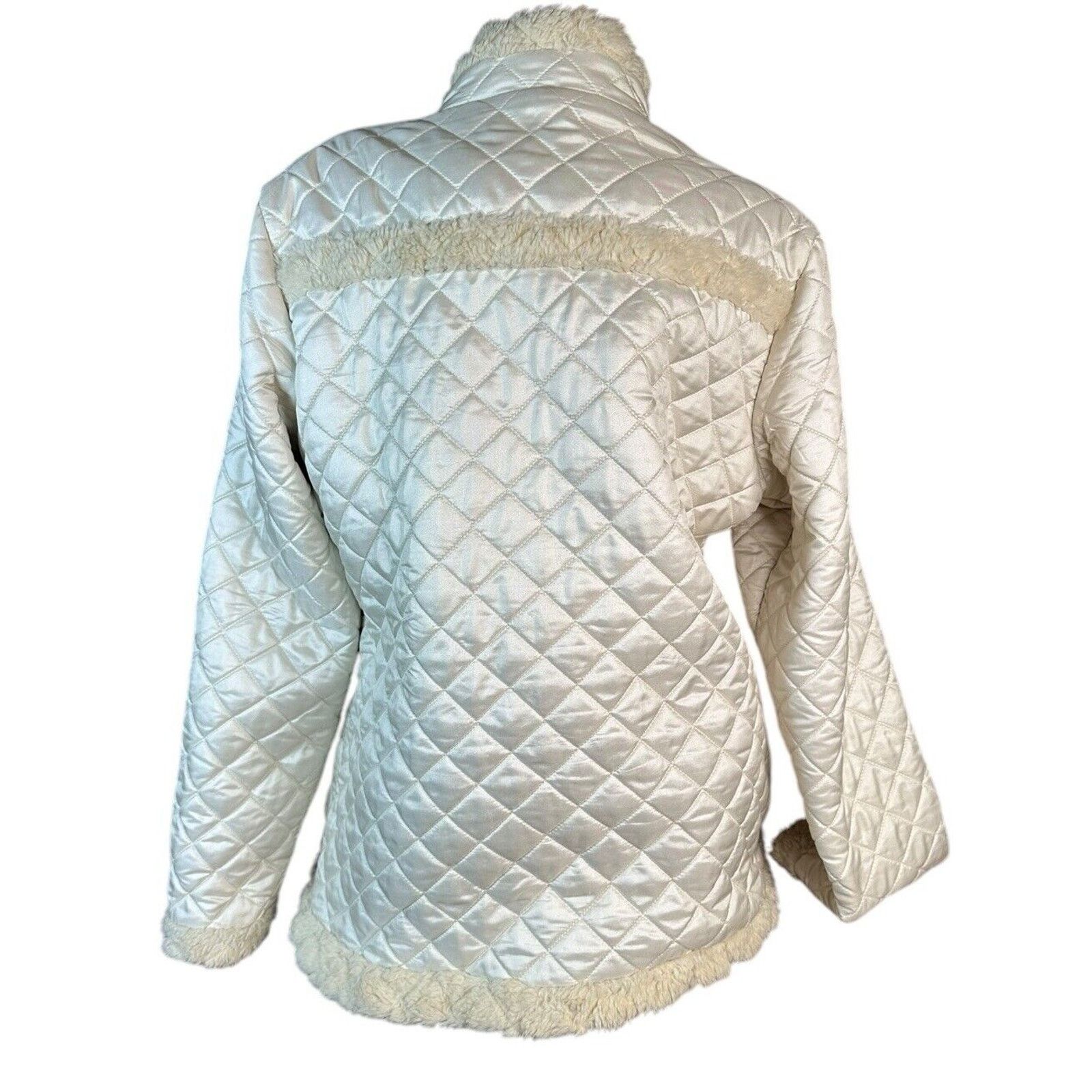 Athleta Athleta Womens Quilted Jacket Ivory Sherpa Faux Fur Trim XL Size XL / US 12-14 / IT 48-50 - 6 Thumbnail