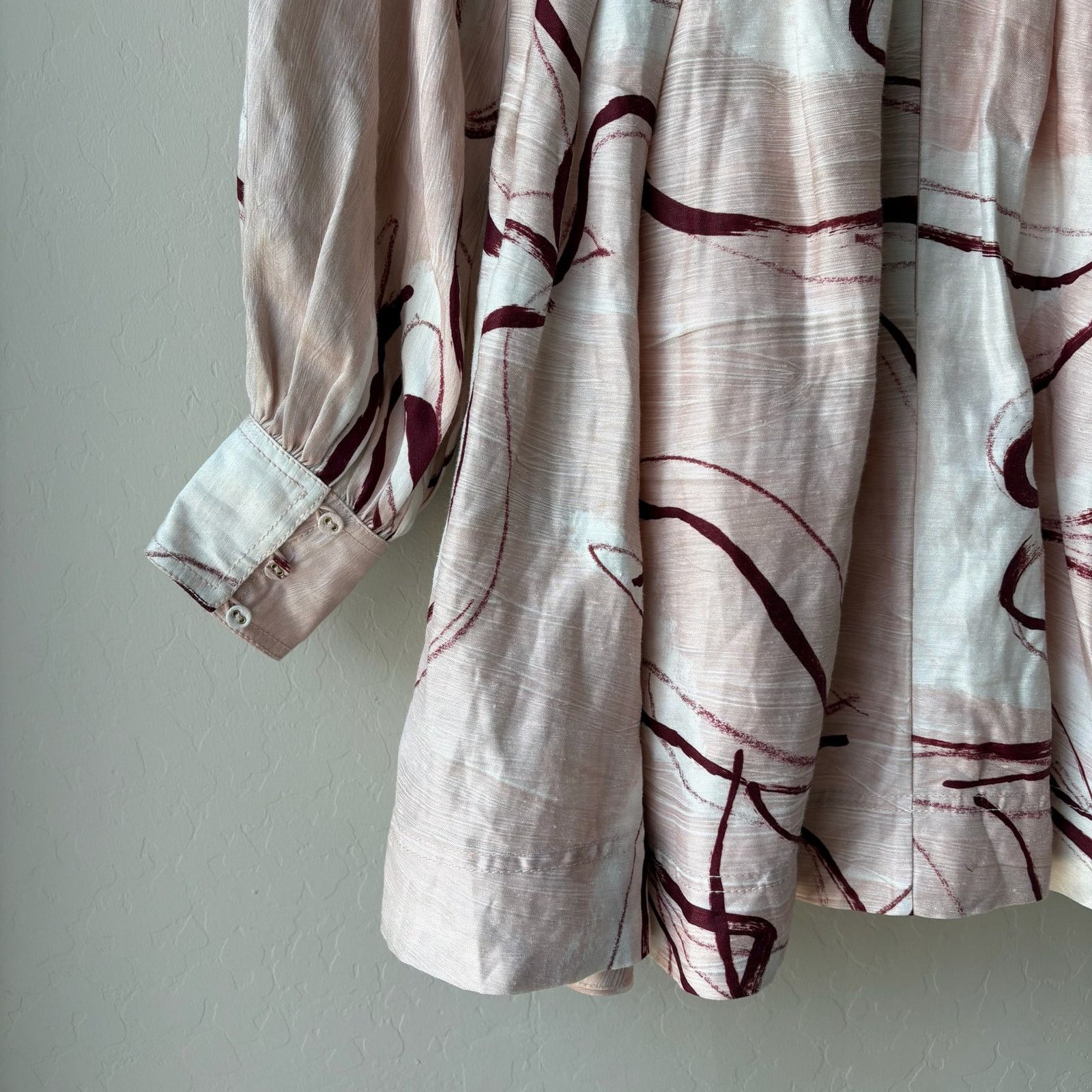 Aje Aje Dress Pink Abstract Dove Linen Blend Minidress Size US 0 Size XS / US 0-2 / IT 36-38 - 8 Thumbnail