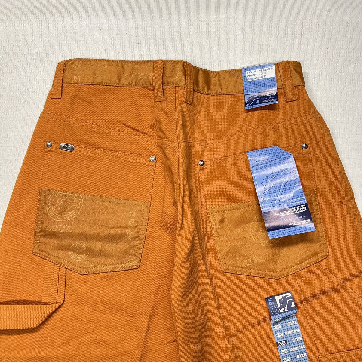 Clench × Vintage VTG Clench Jeans Orange Carpenter Denim Wide Baggy Skater Size US 32 / EU 48 - 13 Thumbnail