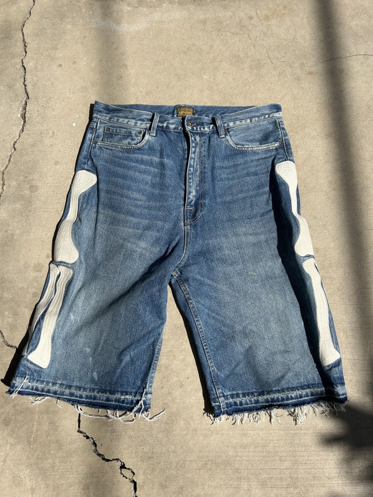 Kapital kapital skeleton jean shorts | Grailed